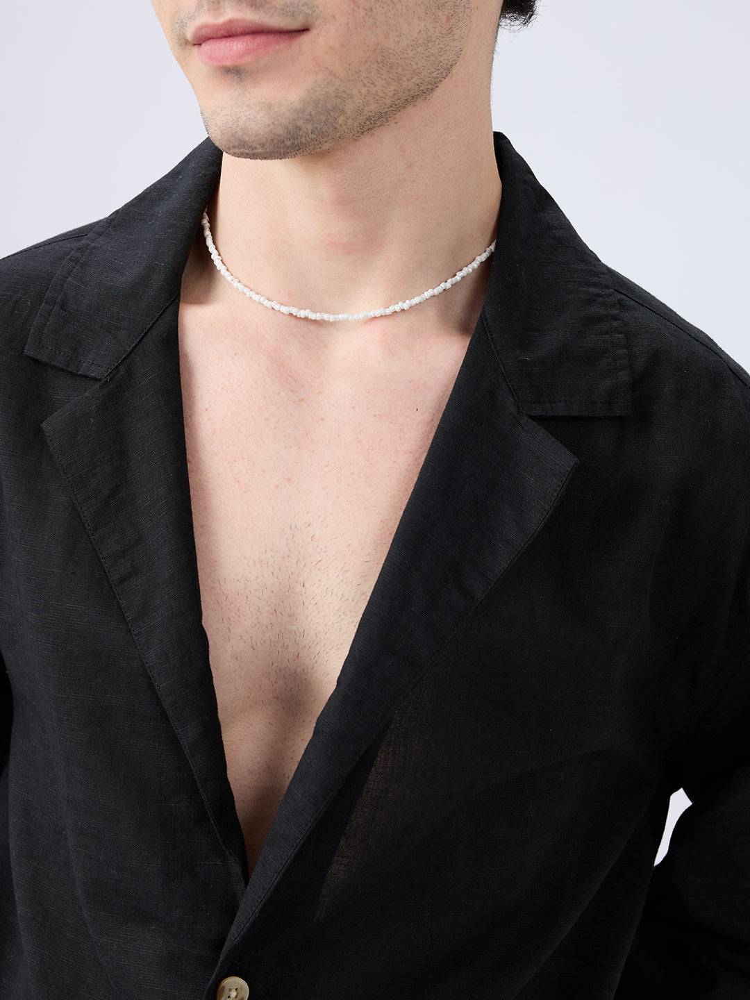 Refined Black Luxe Linen Lapel Collar Oversized Shirt Buy only at ₹859