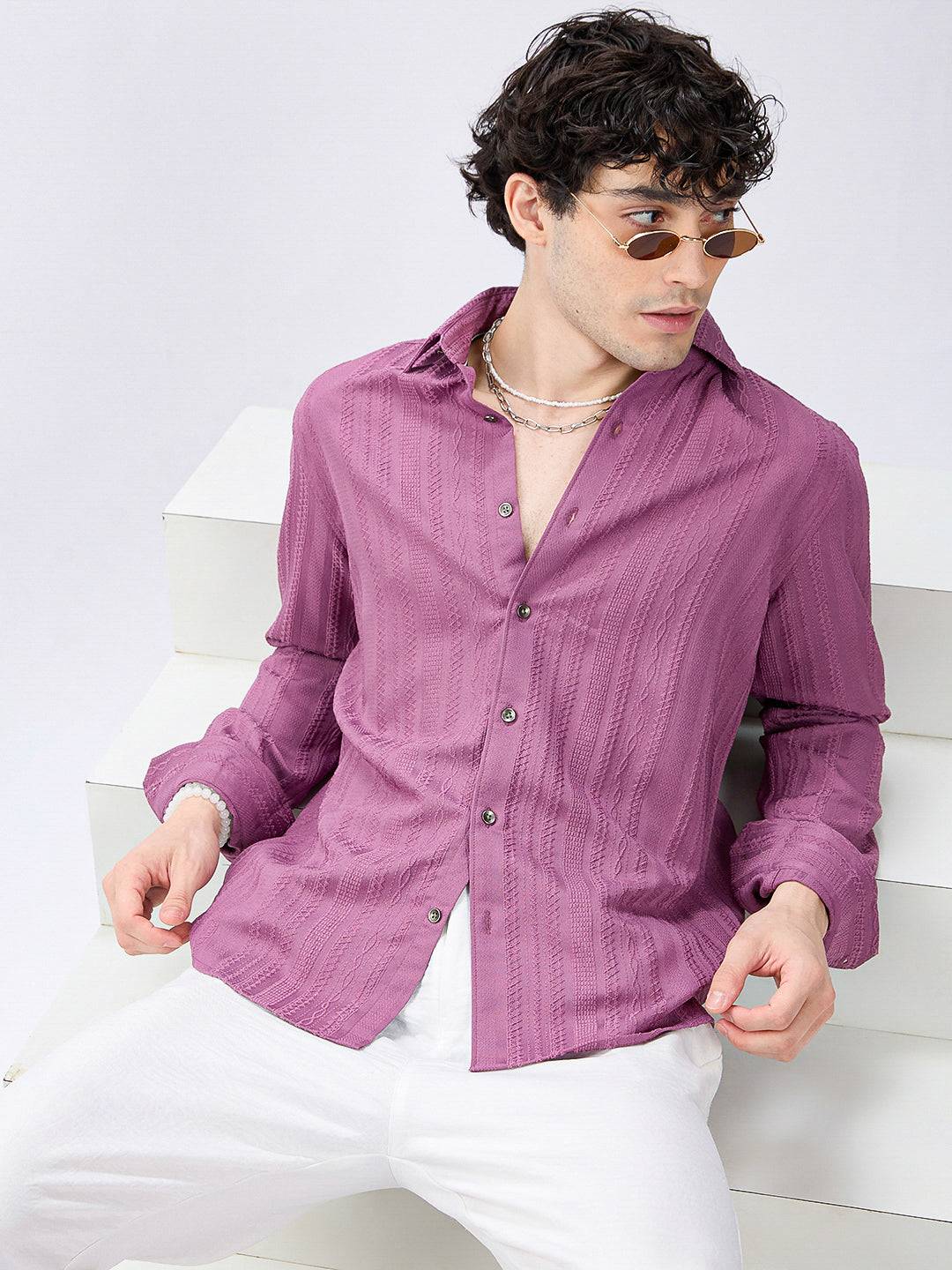 Dustrose Parallel Weave Dobby Luxe Shirt Buy only at ₹759