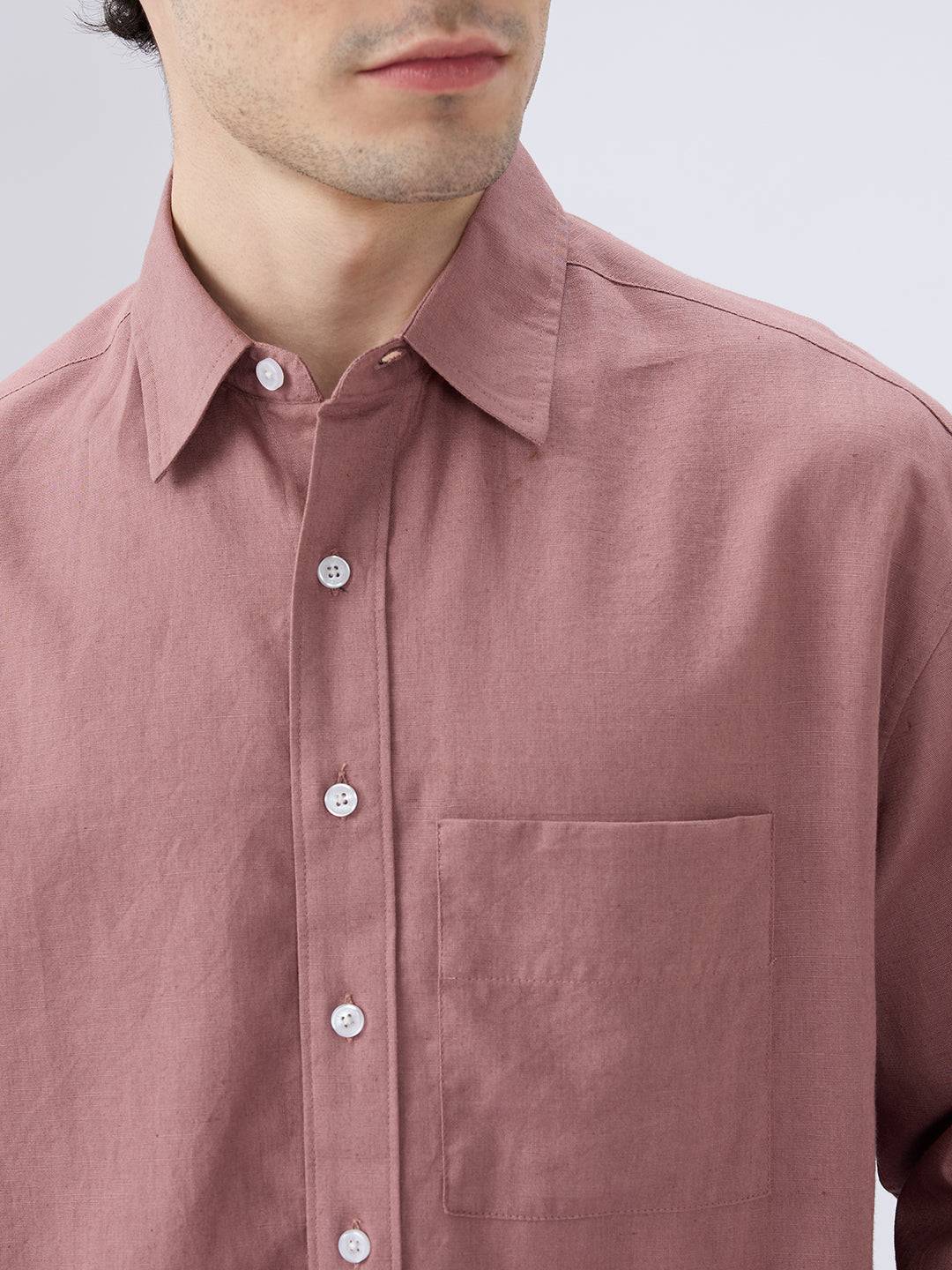 Rosewood Glint Linen Boxy Fit Crop Shirt Buy only at ₹859