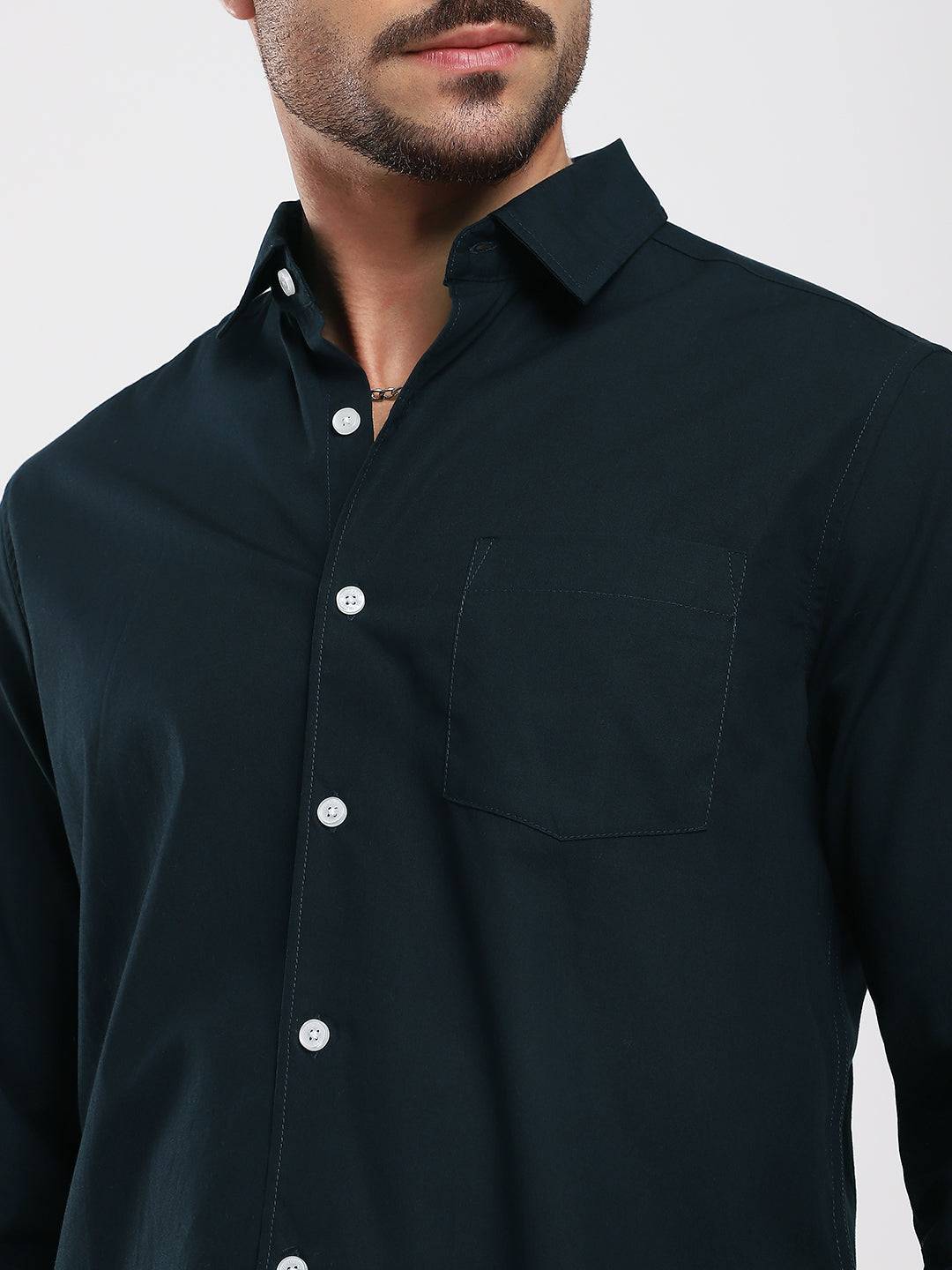 Sleek Navy Blue Poplin Shirt Buy only at ₹659