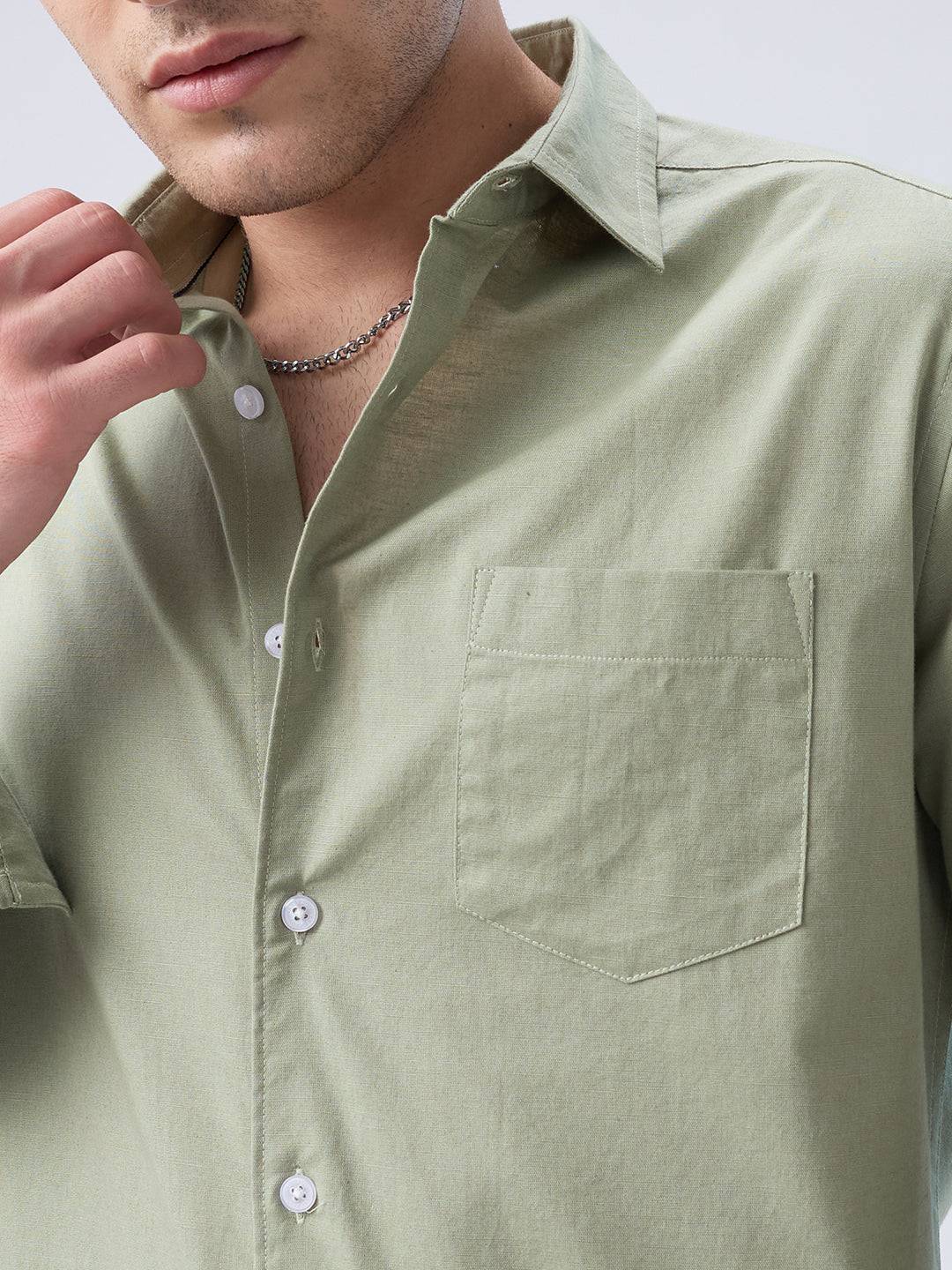 Misty Olive Slub Weave Everyday Shirt Buy only at ₹659