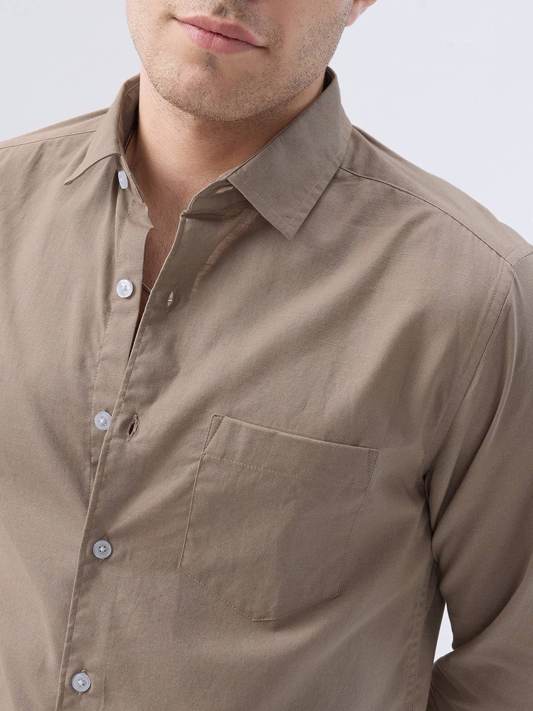 Classic Khaki Slub Weave Everyday Shirt Buy only at ₹659
