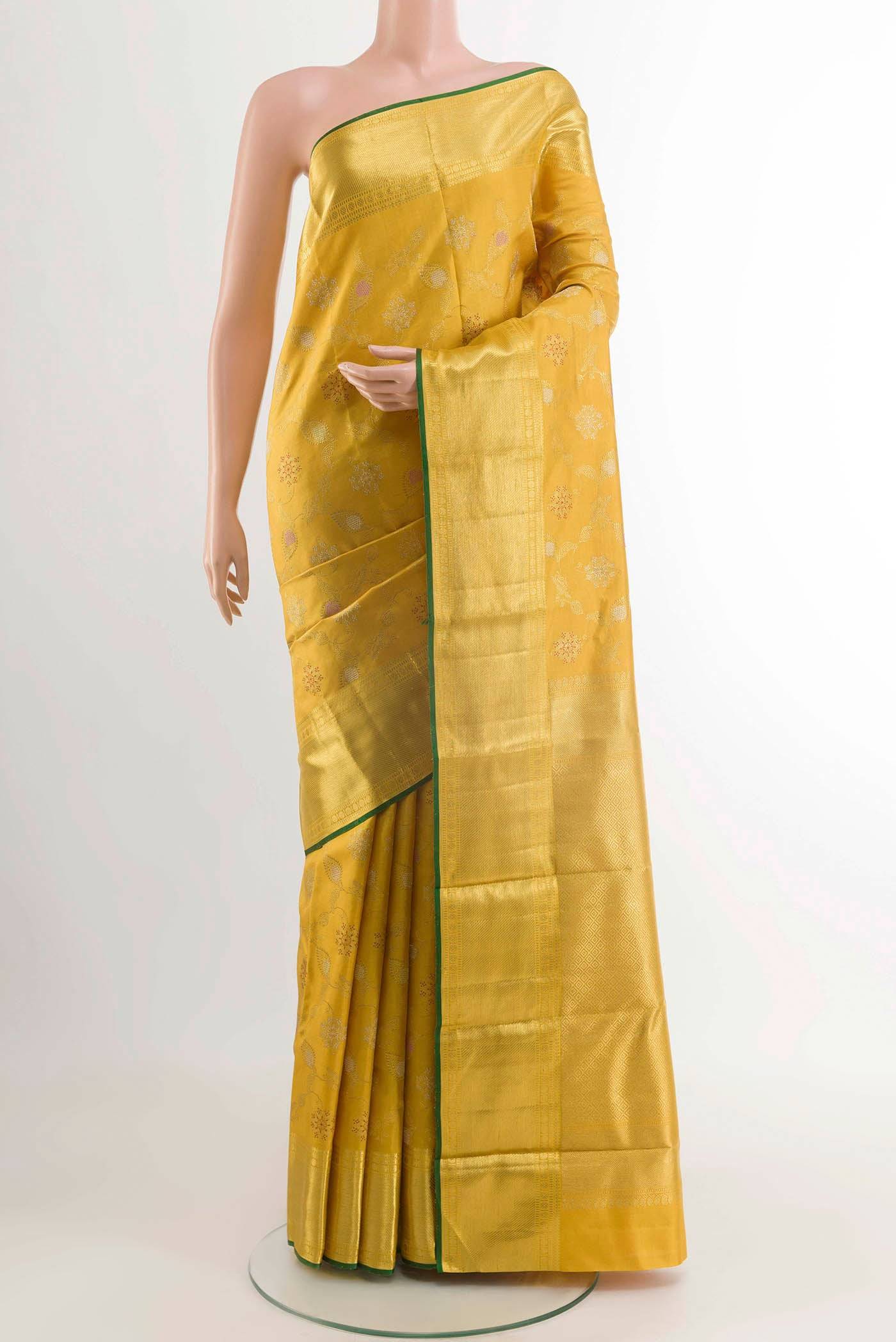 Pure Silk Pure Zari Yellow Kanchipuram Saree Buy at ₹159035