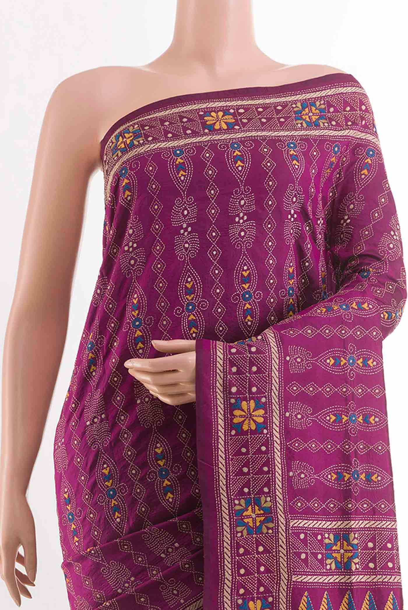 Purple Kantha Silk Saree Buy at ₹16102
