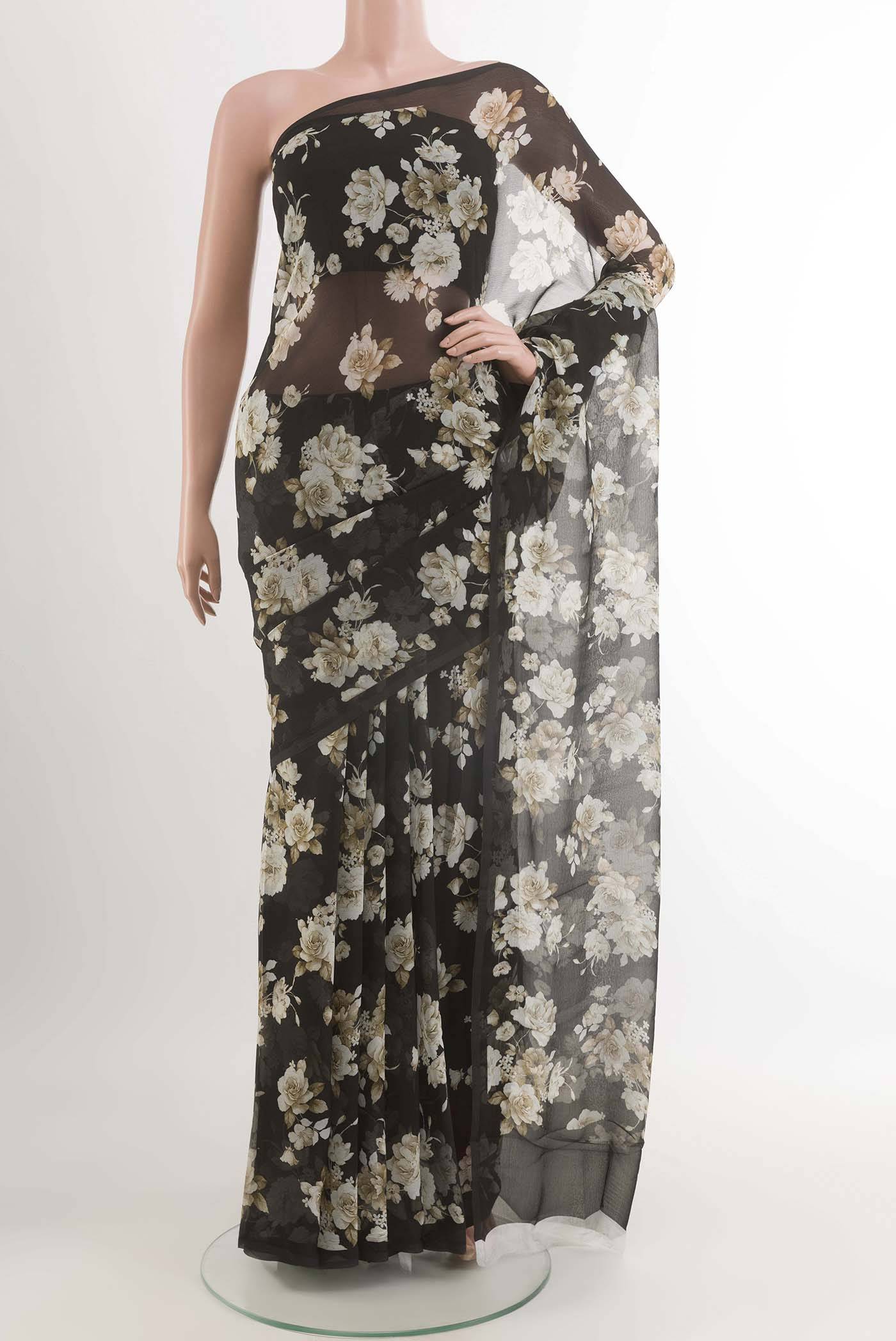 Black Chiffon Saree Buy at ₹8612