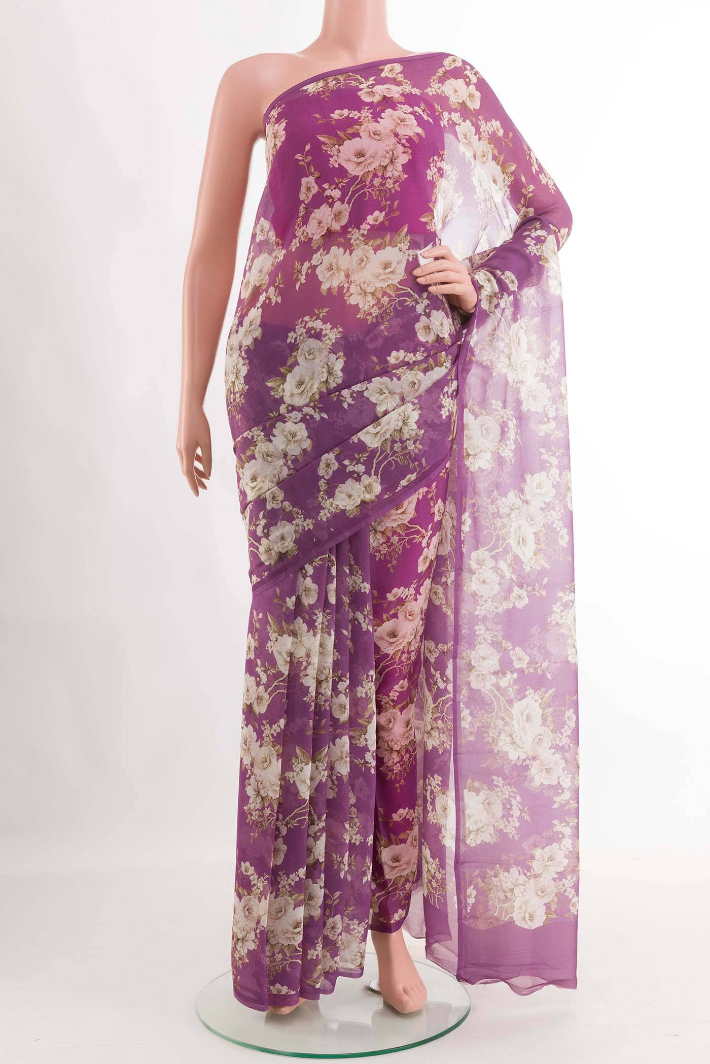 Purple Chiffon Saree Buy at ₹8612