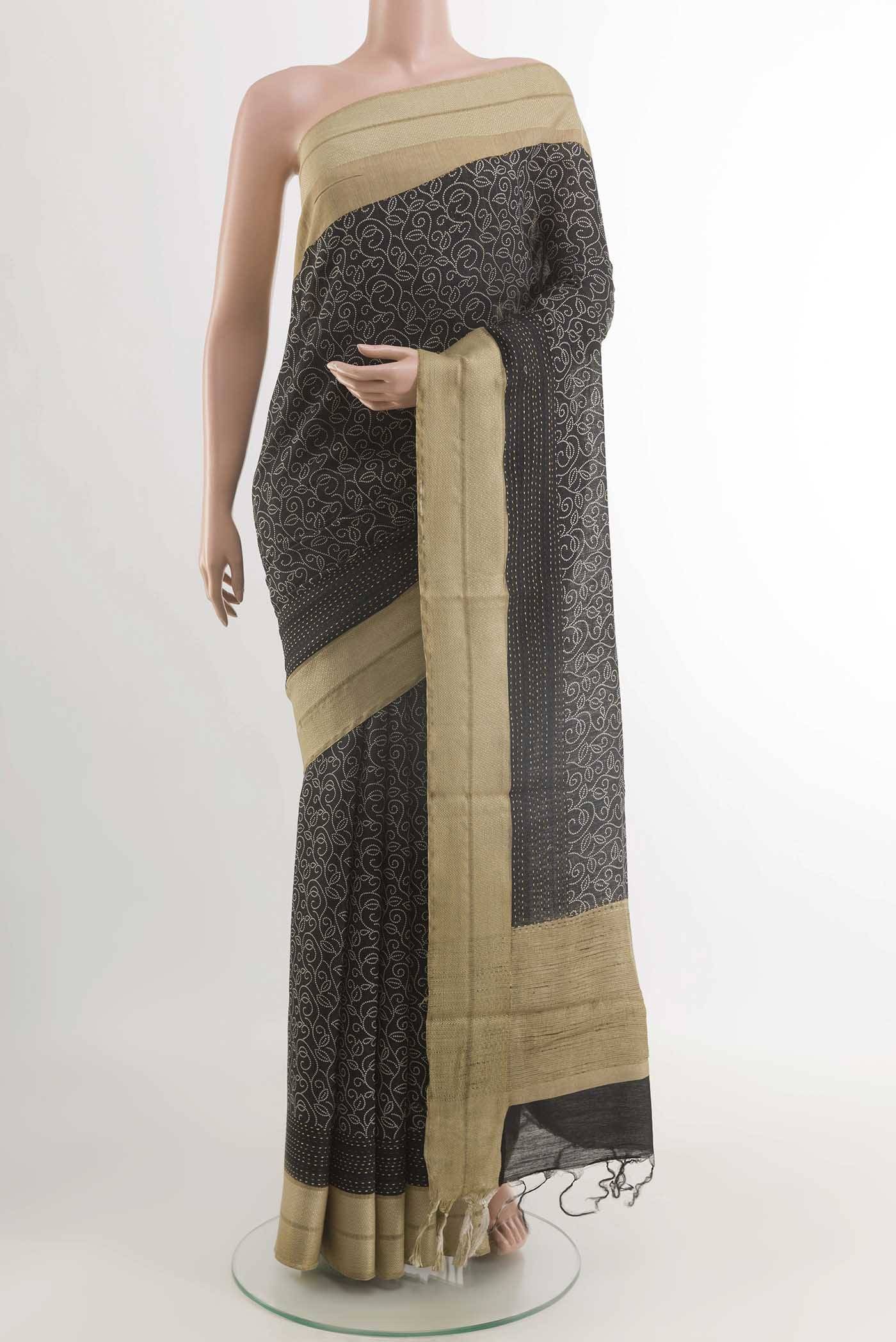 Black Tussar Saree Buy at ₹7720