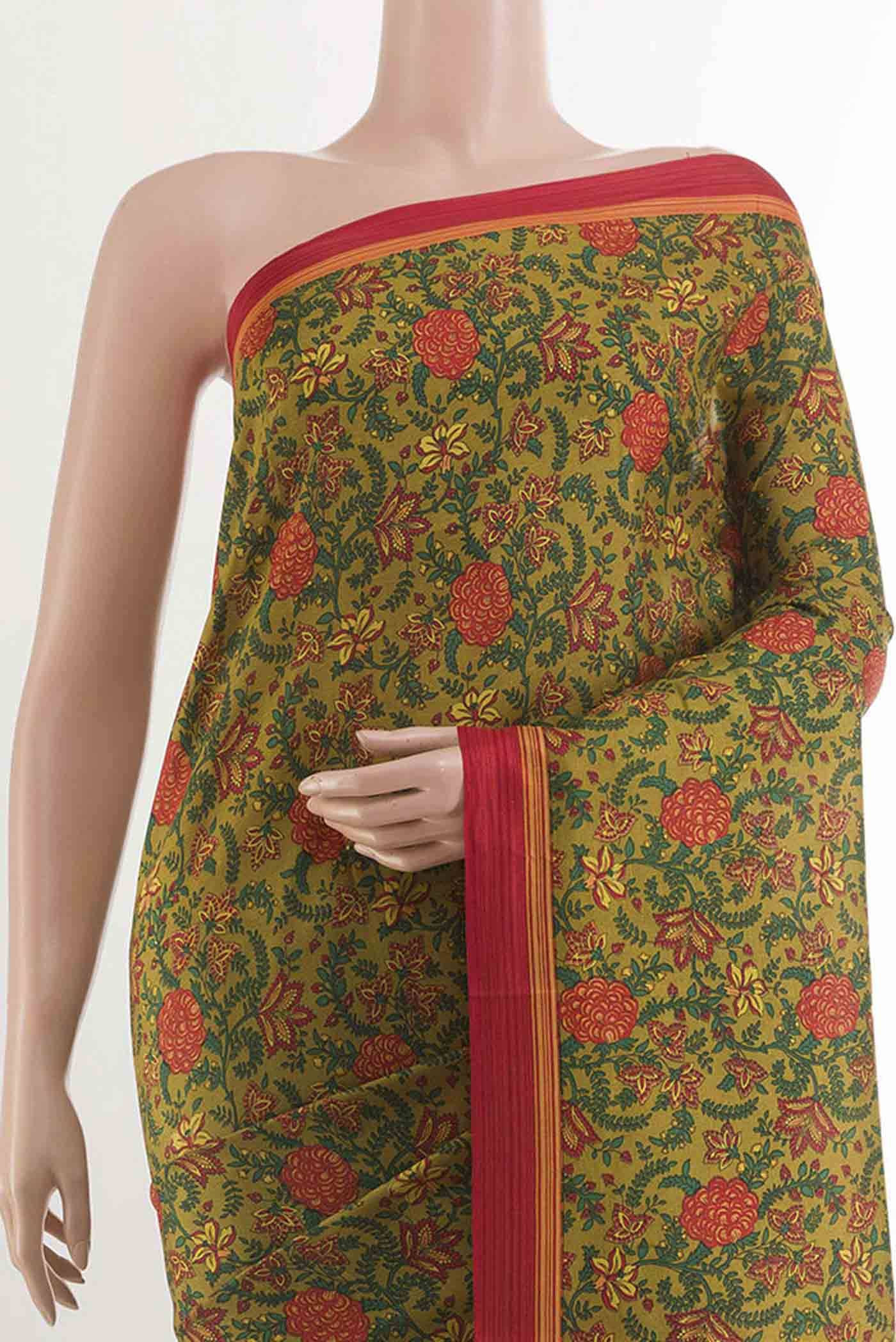 Mehandi Green Printed Silk Saree Buy at ₹7546