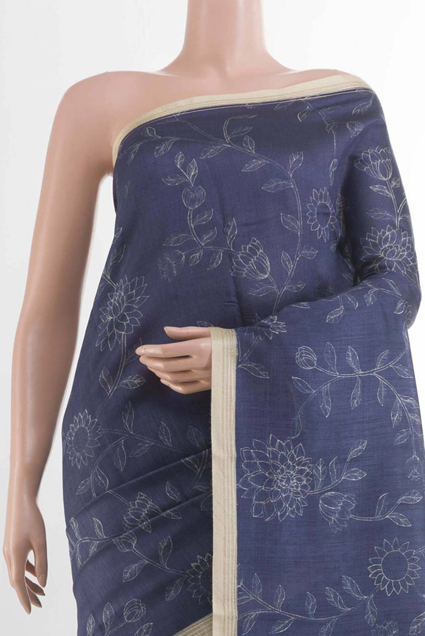 Dark Blue Tussar Saree Buy at ₹8203