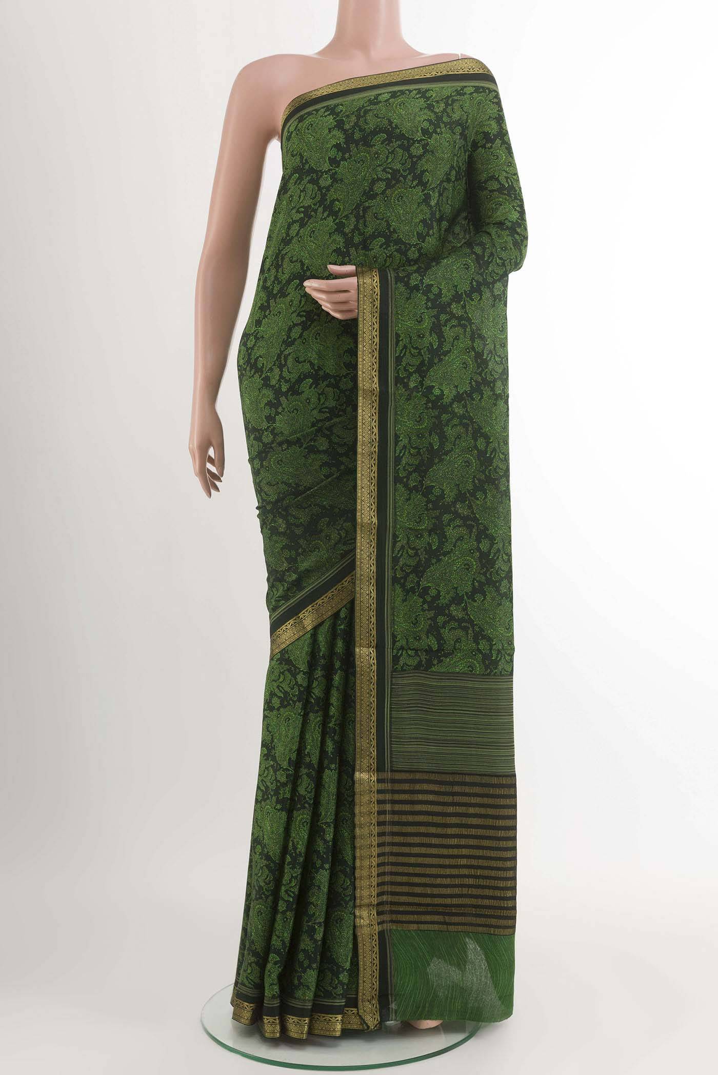 Green Crepe Saree Buy at ₹8458