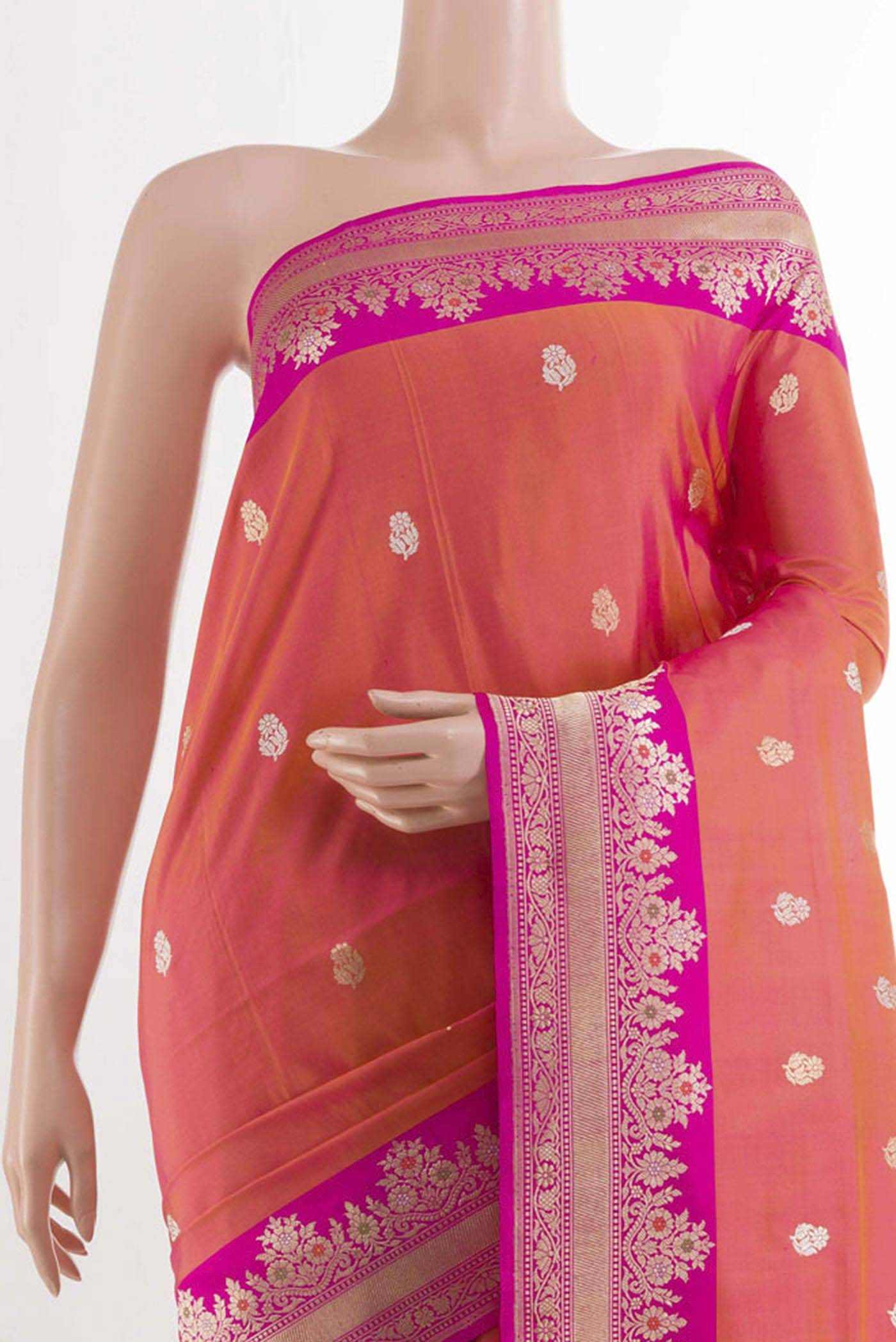 Orange Banarasi Silk Saree Buy at ₹28516