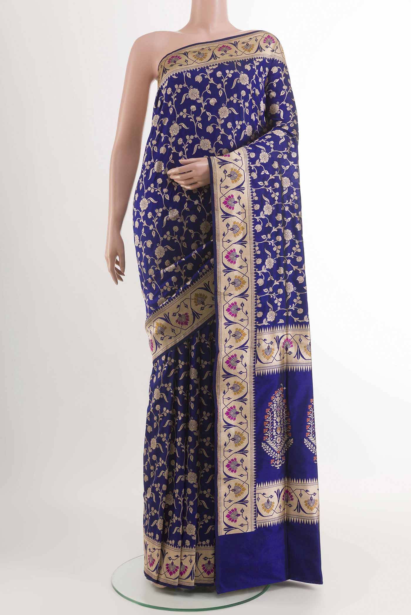 Dark Blue Banarasi Silk Saree Buy at ₹29587