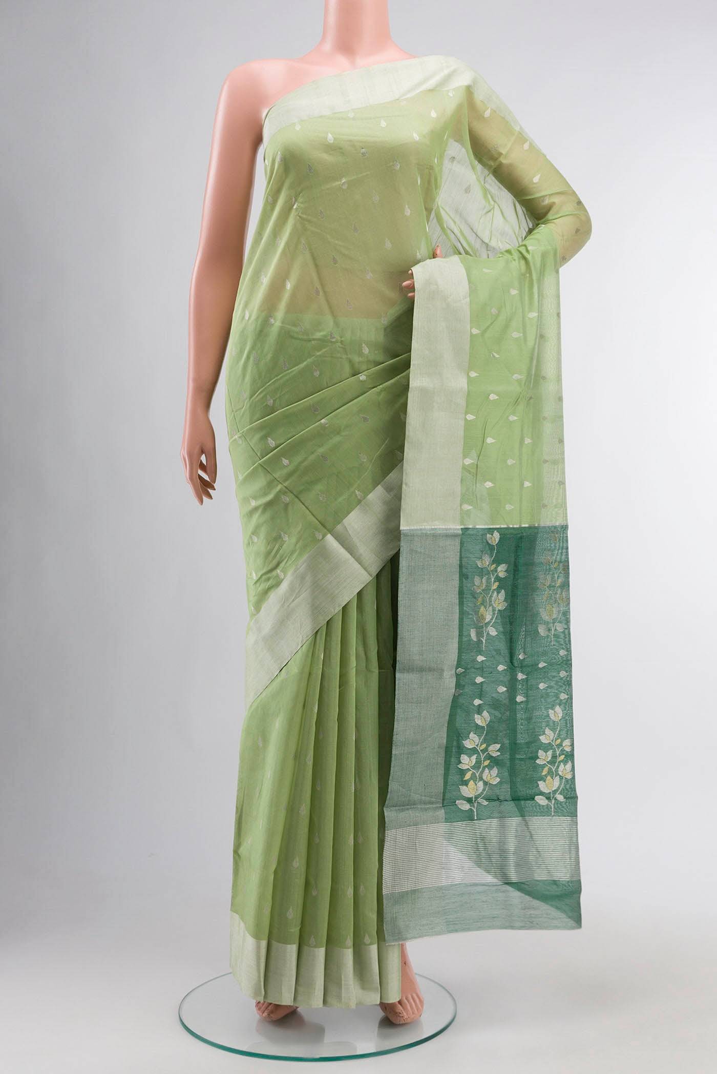 Green Chanderi Silk Cotton Saree Buy at ₹8301