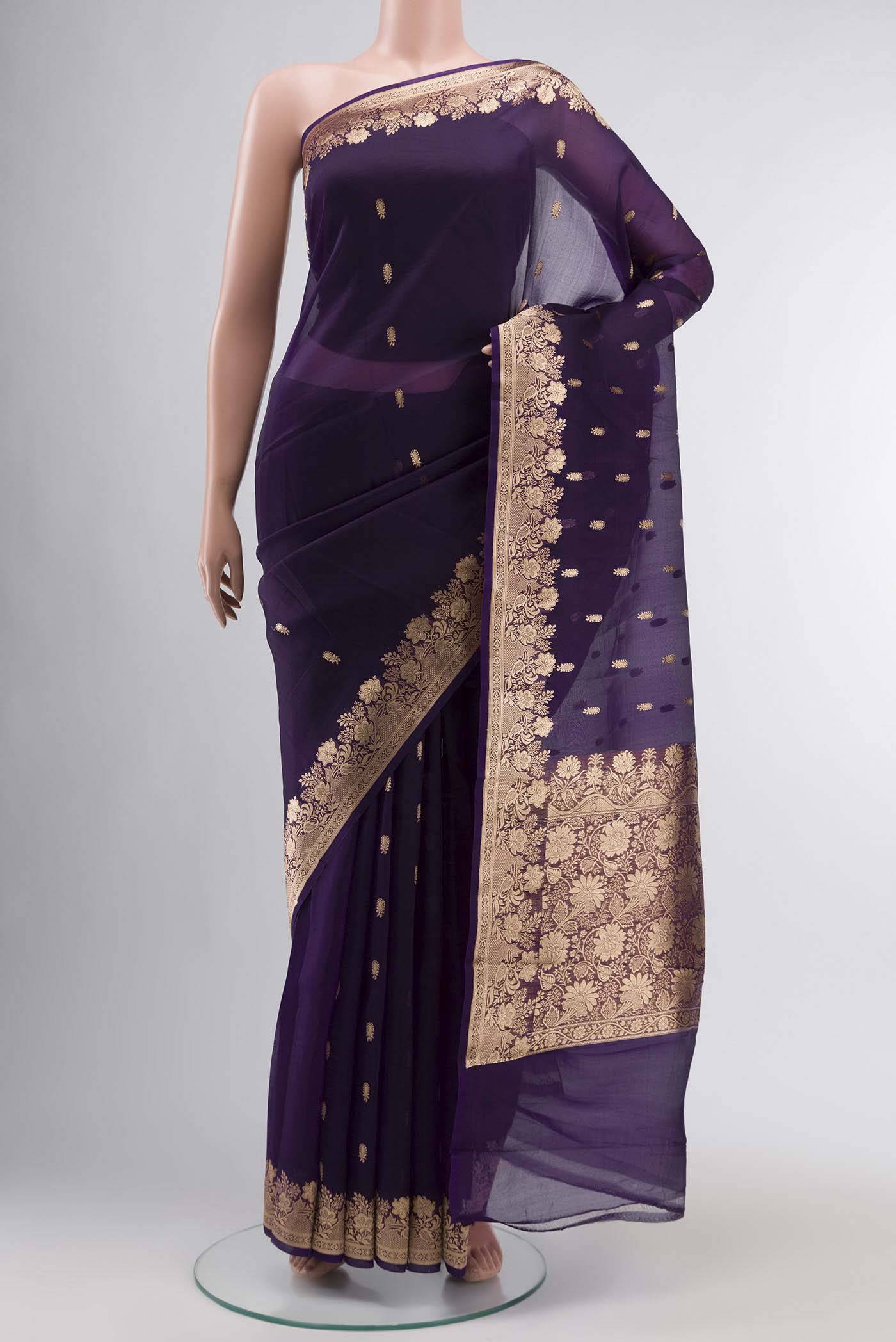 Violet Banarasi Katan Silk Saree Buy at ₹10073