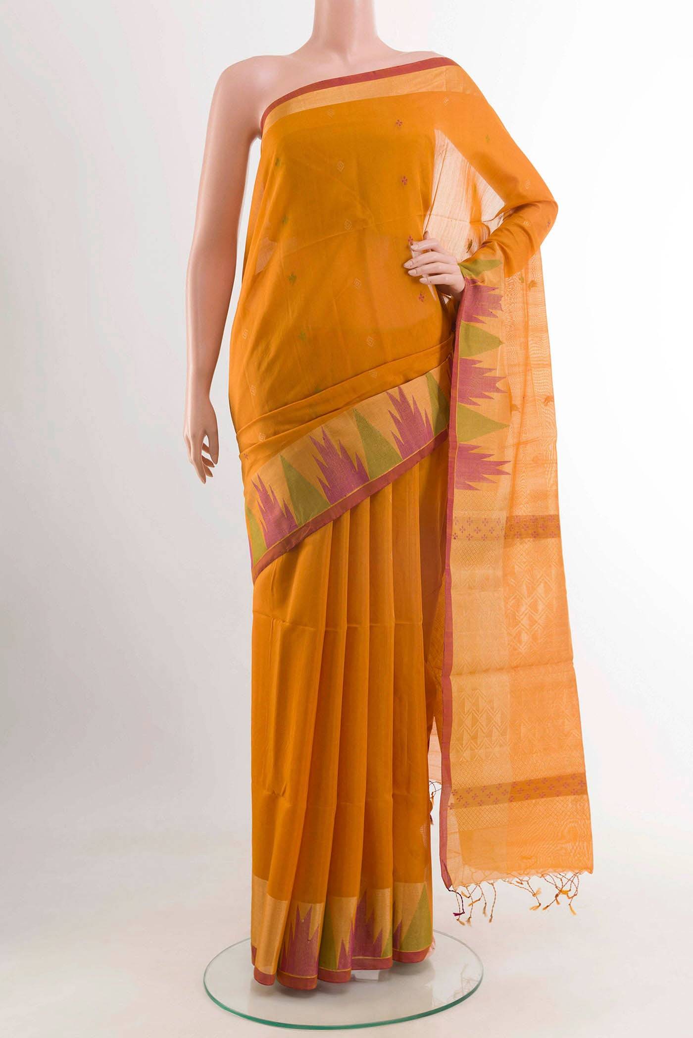 Yellow Blended Kora Cotton Saree Buy at ₹7123