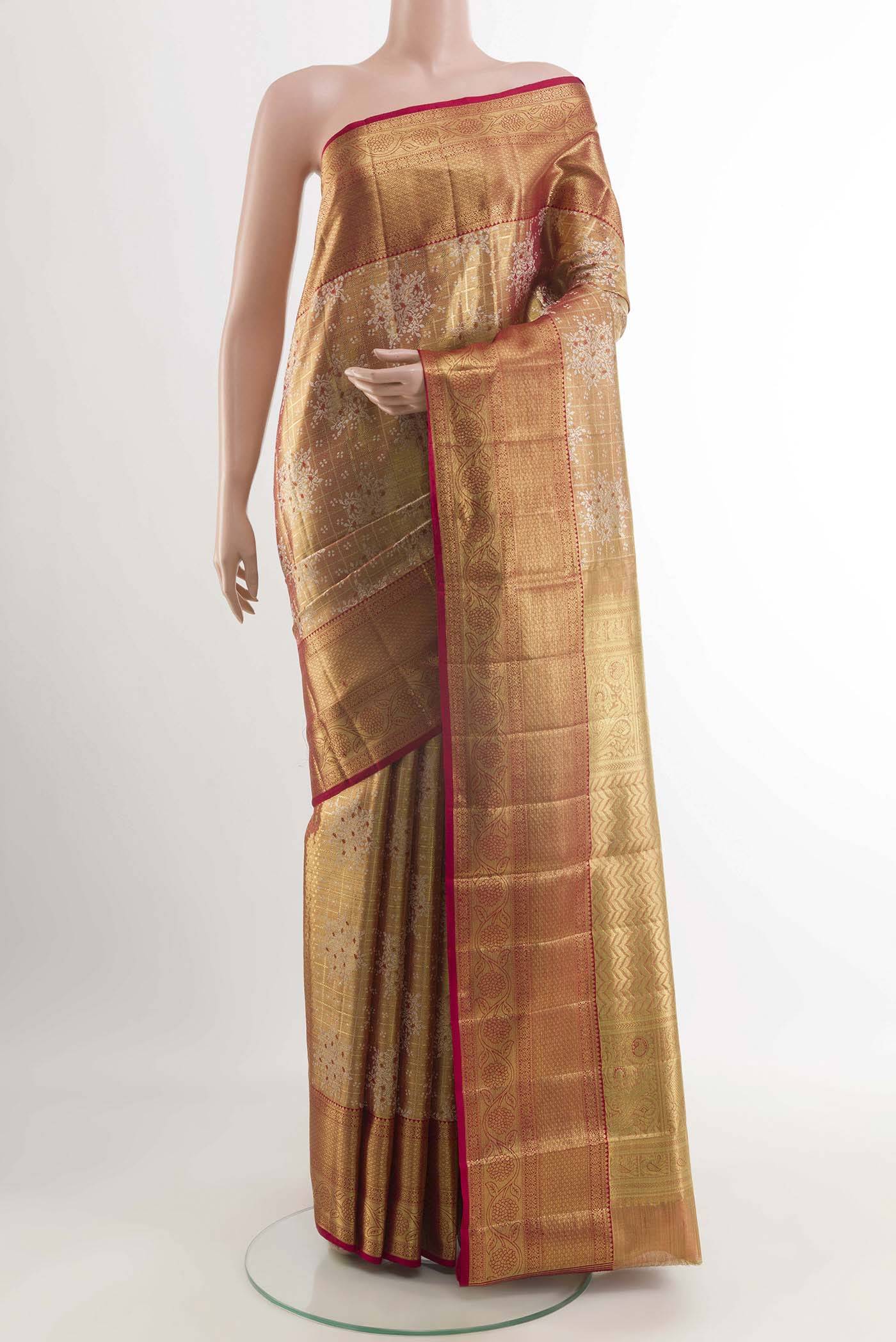 Golden Peach Kanchipuram Silk Saree Buy at ₹56304
