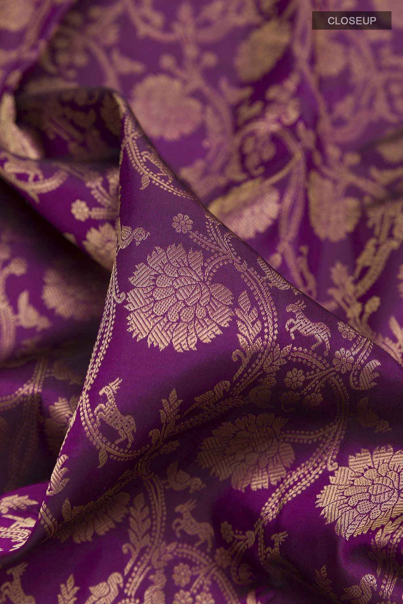 Pure Silk Pure Zari Purple Kanchipuram Tissue Saree Buy at ₹19118