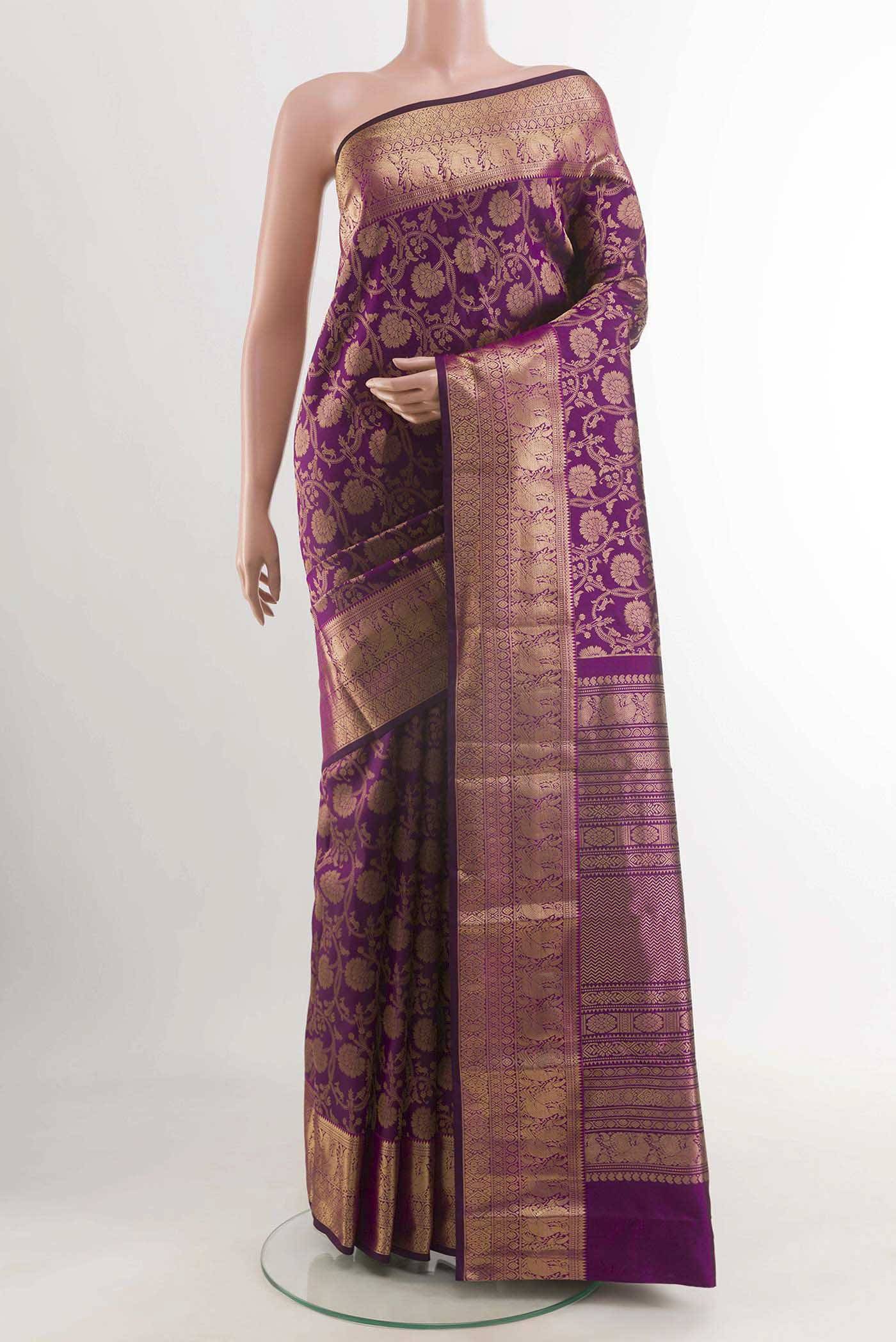 Pure Silk Pure Zari Purple Kanchipuram Tissue Saree Buy at ₹19118