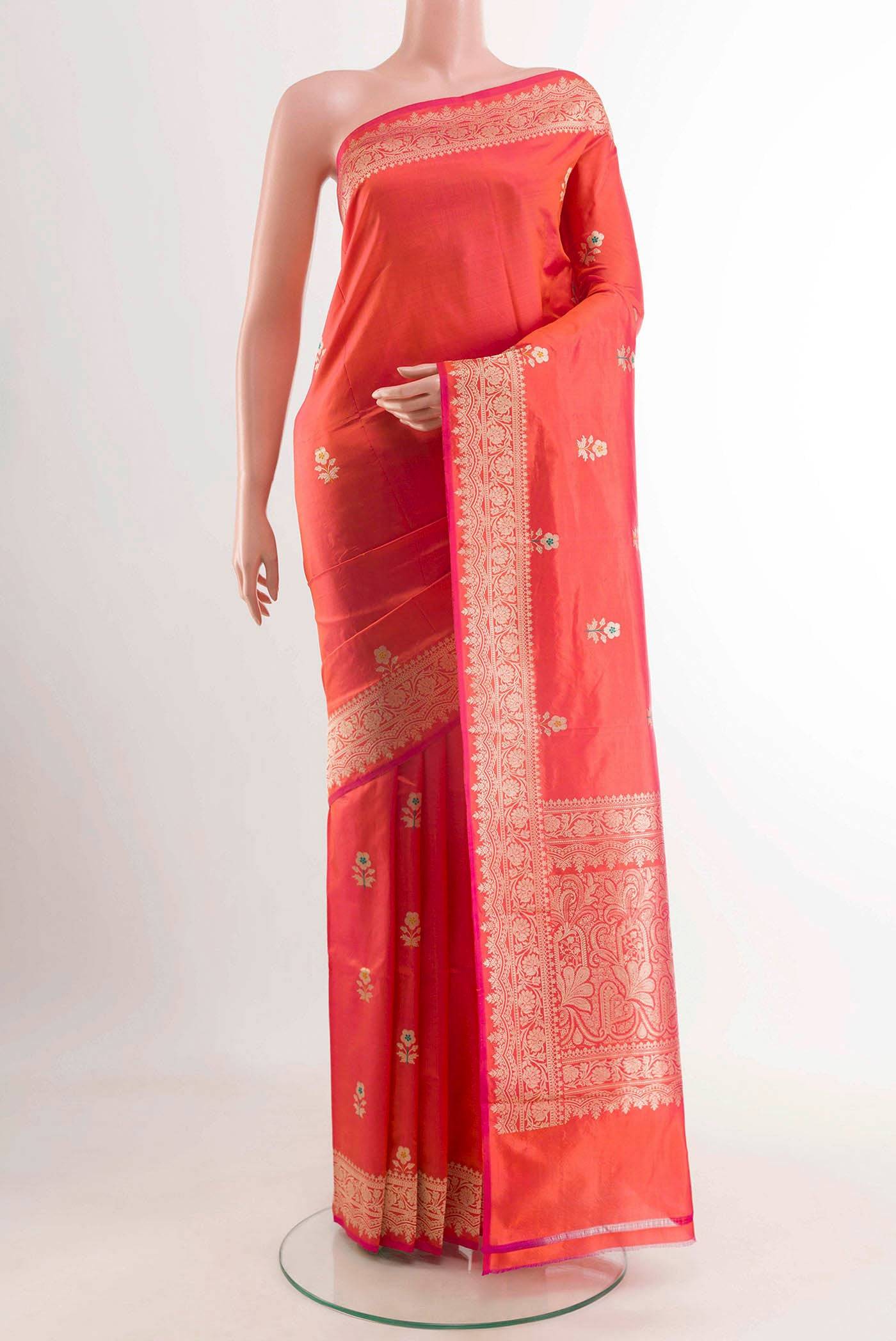 Peach Banarasi Katan Silk Saree Buy at ₹15684