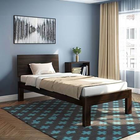 Boston Solid Wood Single Size Bed In Mahogany Finish