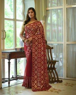 Maroon Matte Sequence Work Stunning Georgette Saree