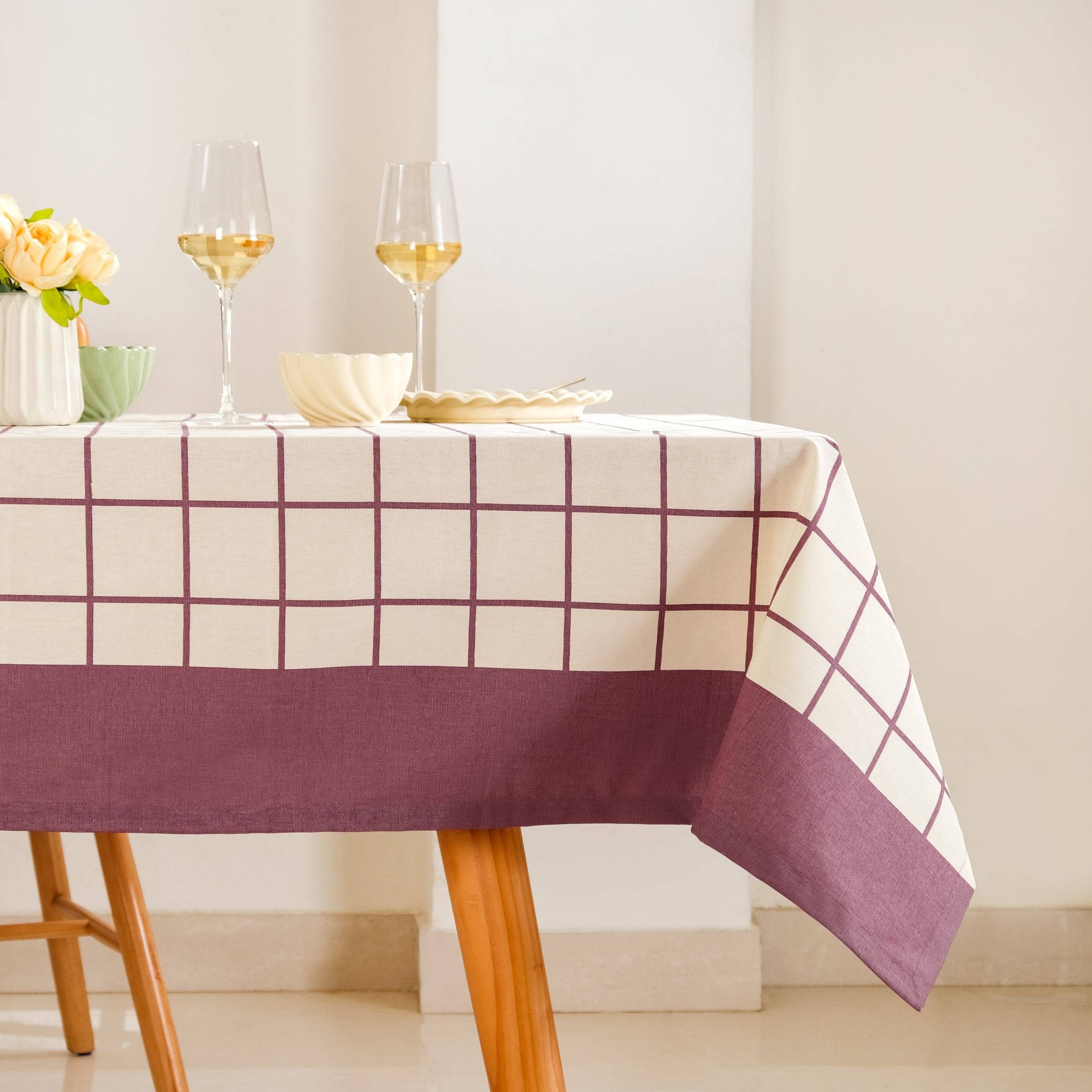 Dusty Mauve Cotton 8 Seater Water Resistant Tablecloth 274x152cm buy only at ₹2490