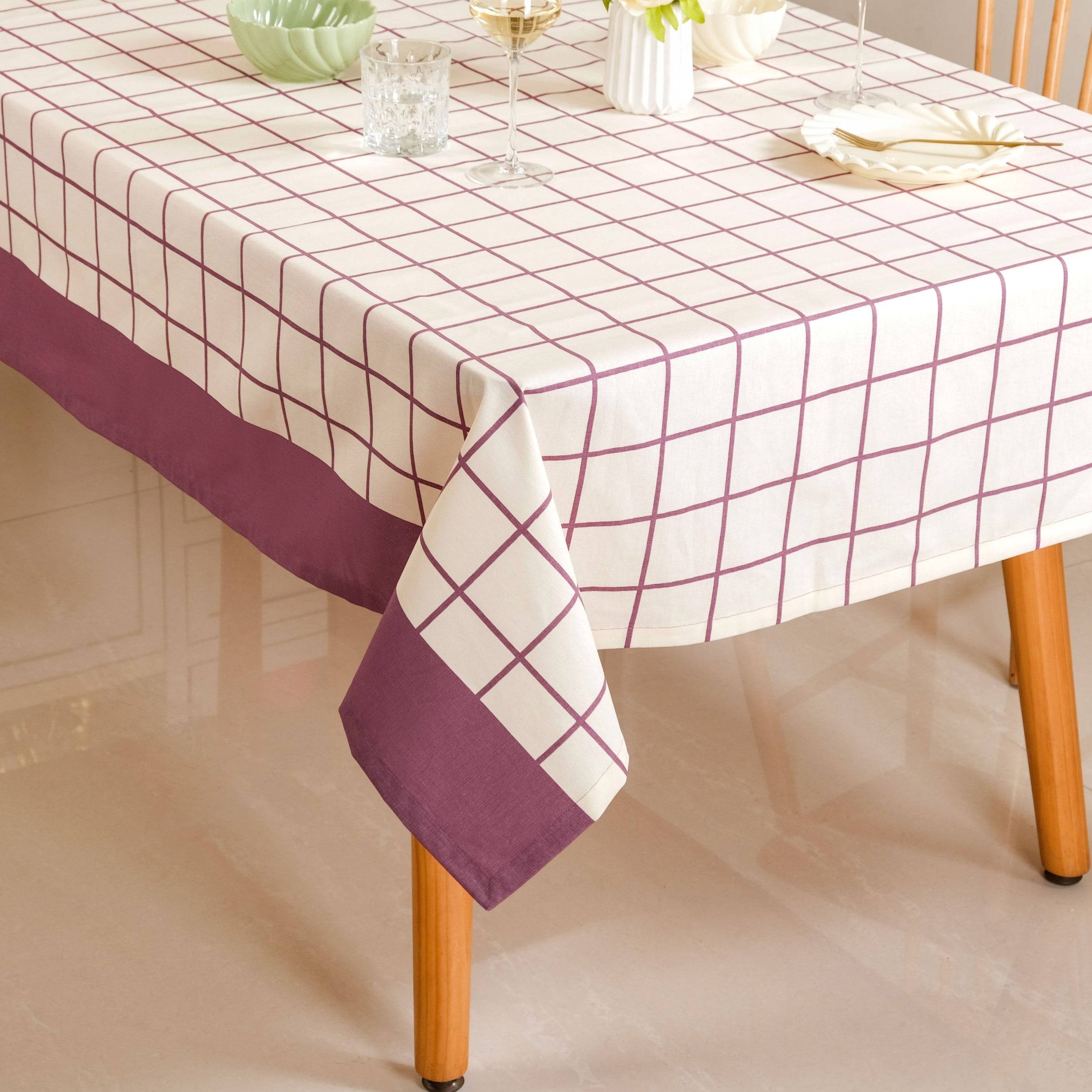 Dusty Mauve 6 Seater Pure Cotton Tablecloth 203x152cm buy only at ₹1890