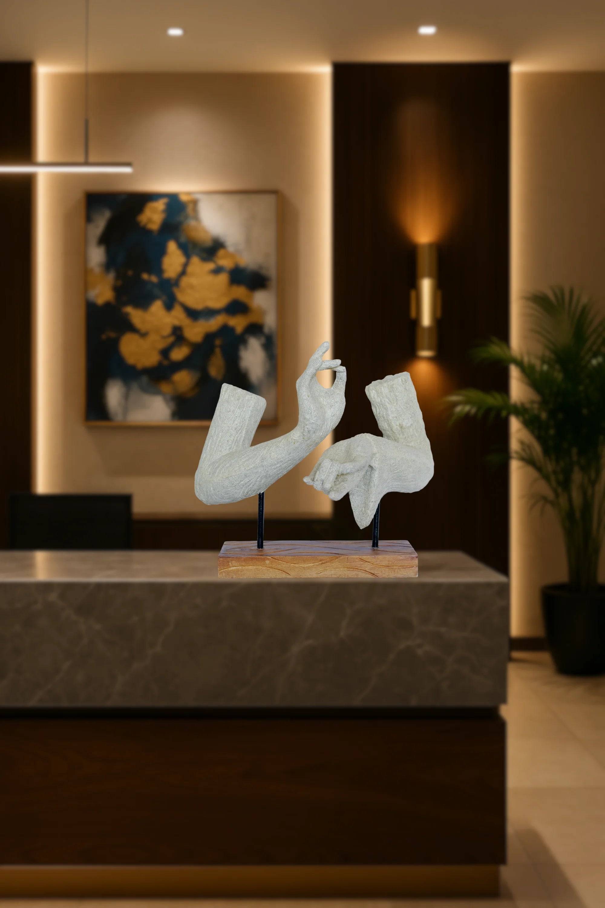 Meditating Buddha Hands on Wood