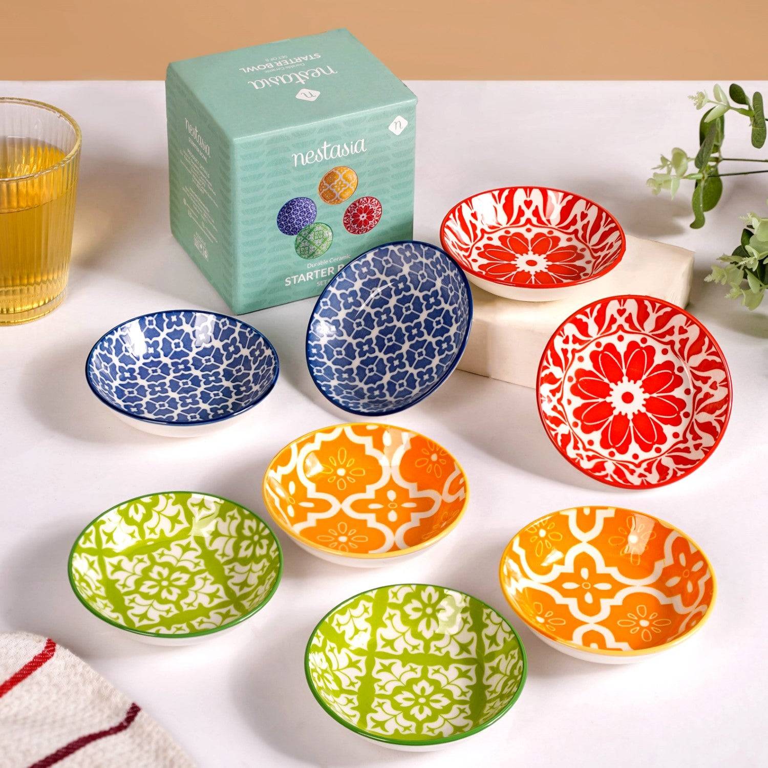 Mediterranean Vibrancy Small Ceramic Bowls Set Of 8 70ml buy only at ₹995