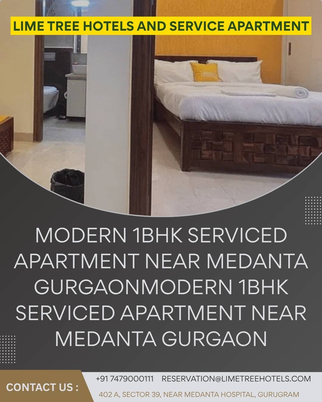 Modern 1BHK Serviced Apartment Near Medanta Gurgaon for Easy Long Stay