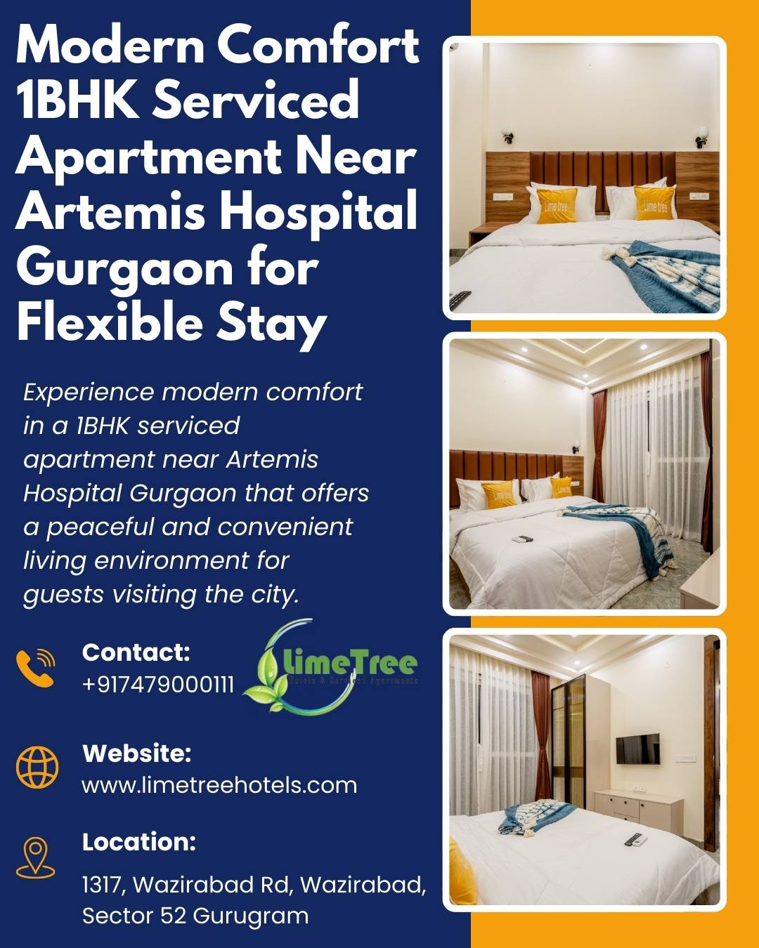 Convenient 1BHK Serviced Apartment Near Artemis Hospital Gurgaon for Comfortable City Stay