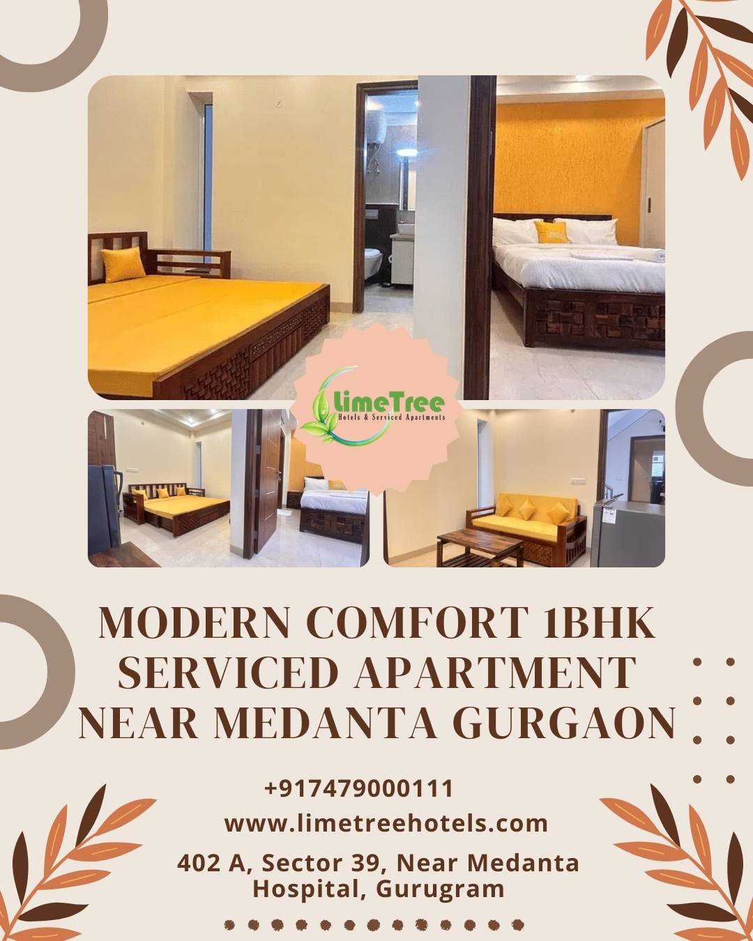  Peaceful 1BHK Serviced Apartment Near Medanta Gurgaon for Easy Extended Stay