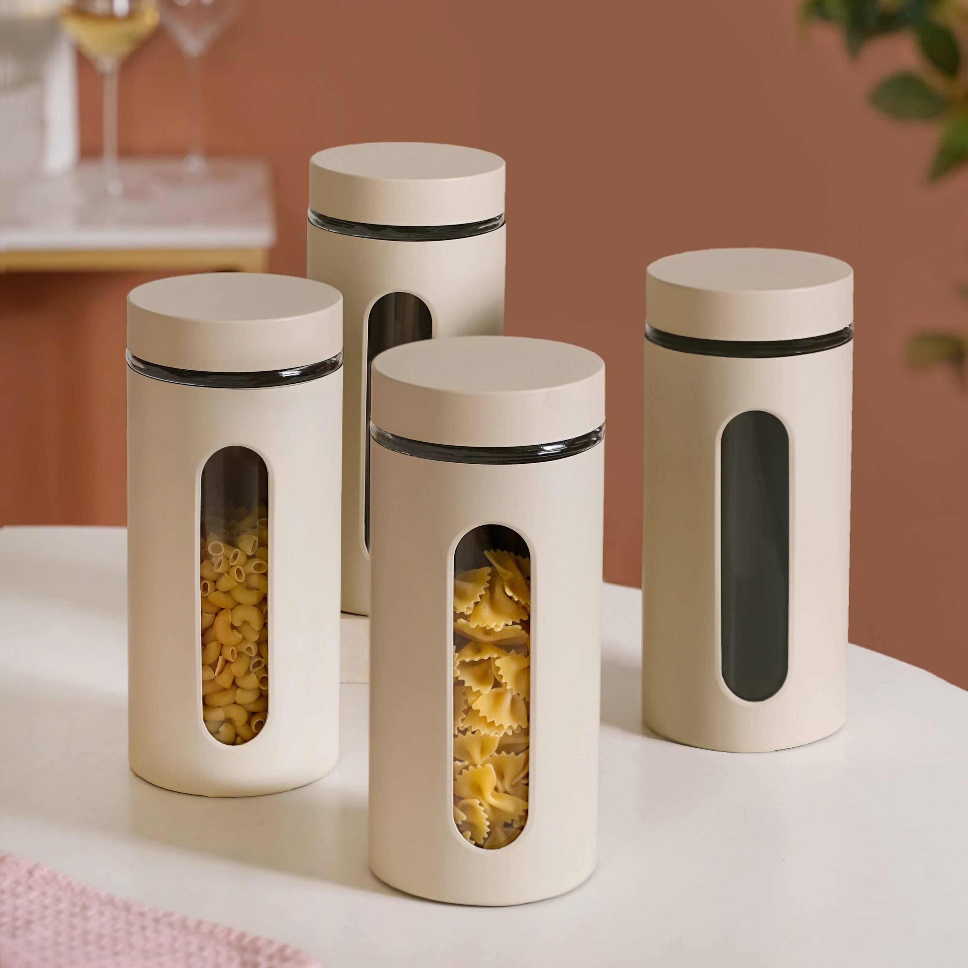 Winnie Modular Glass Canister With Metal Cover Set Of 4 1500ml