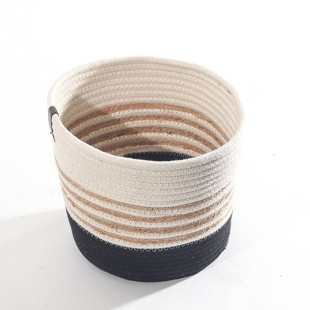 Moonj & Jute Tapered Planter - Natural Black