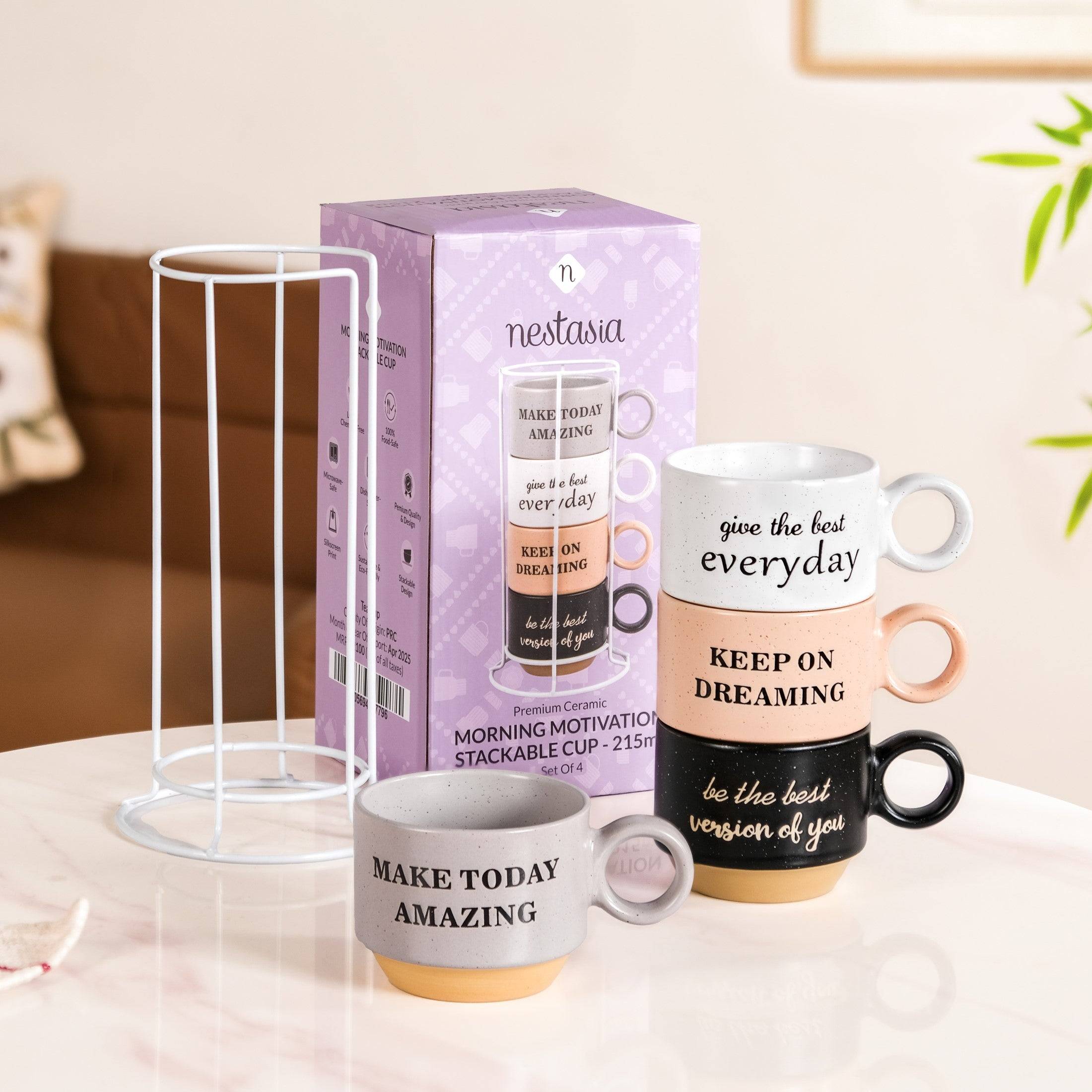 Productivity Quotes Stackable Cup Set Of 4 215ml buy only at ₹1050