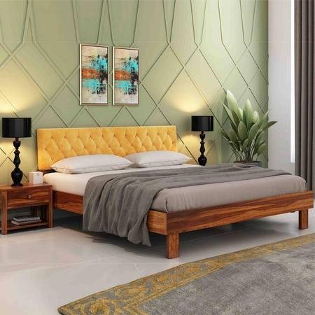 Charles Sheesham Wood Queen Size Bed Non Storage Provincial Teak Finish (60 x 78 inches)