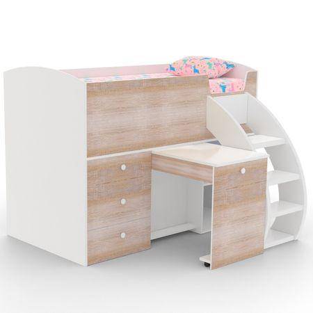 Fun House Loft Bed Ith Integrated Pull Out Desk  Oak In Oak Colour