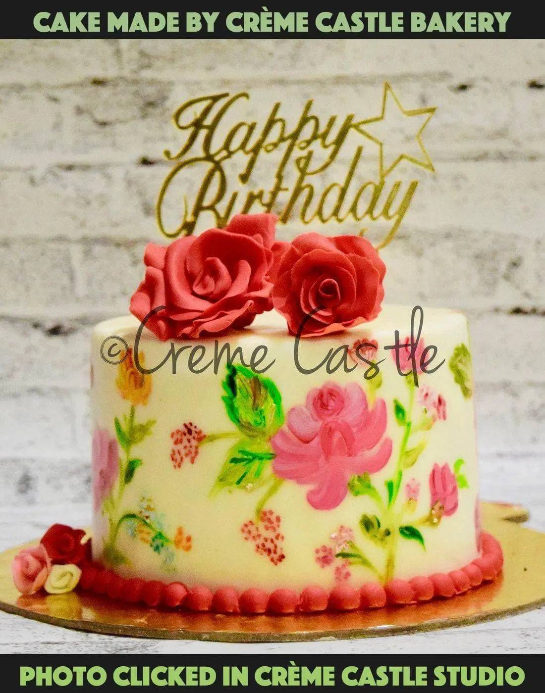Hand painted floral cake 1