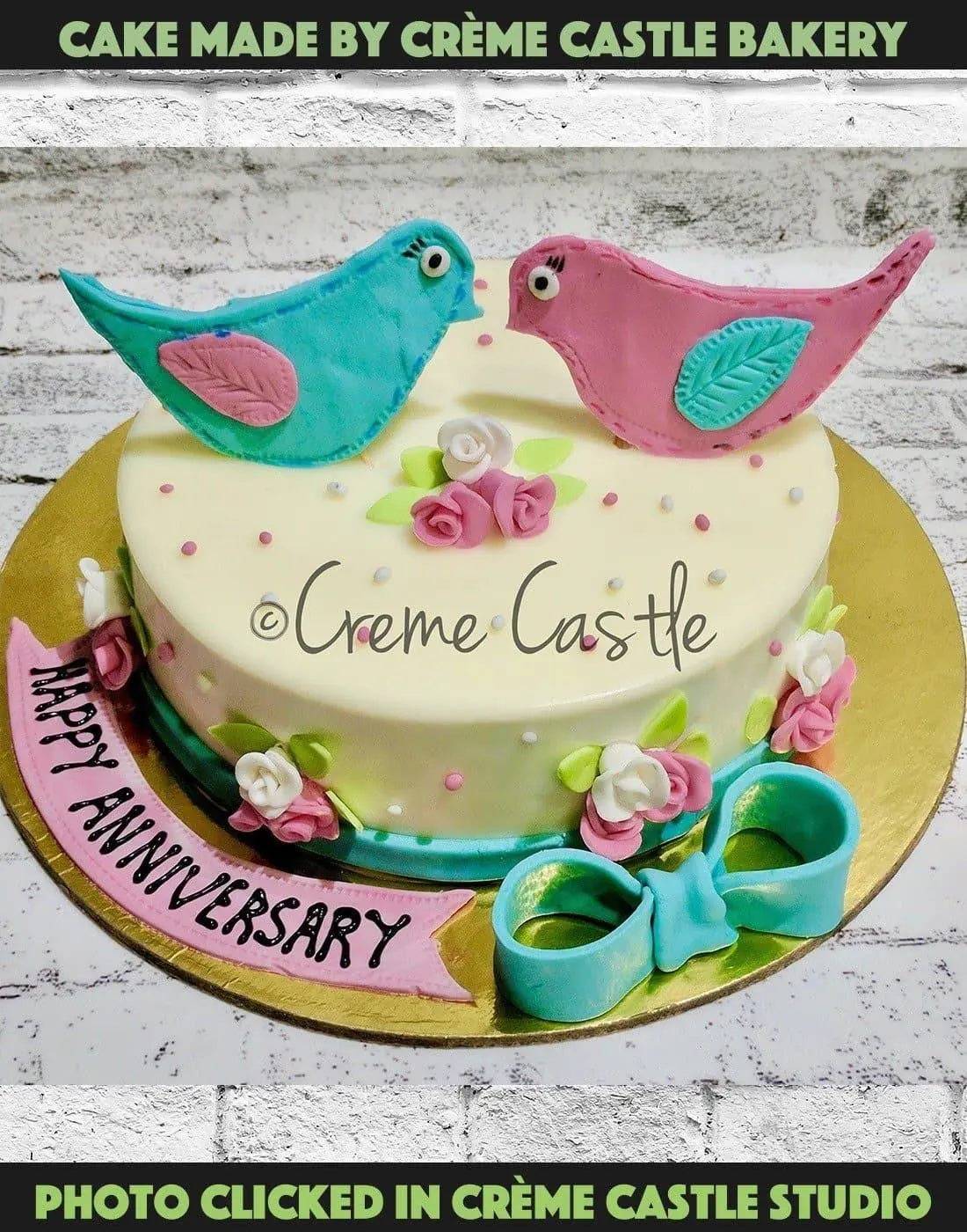 Bird love floral cake