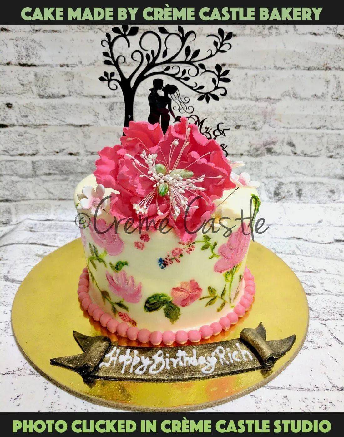 Hand painted floral cake 3