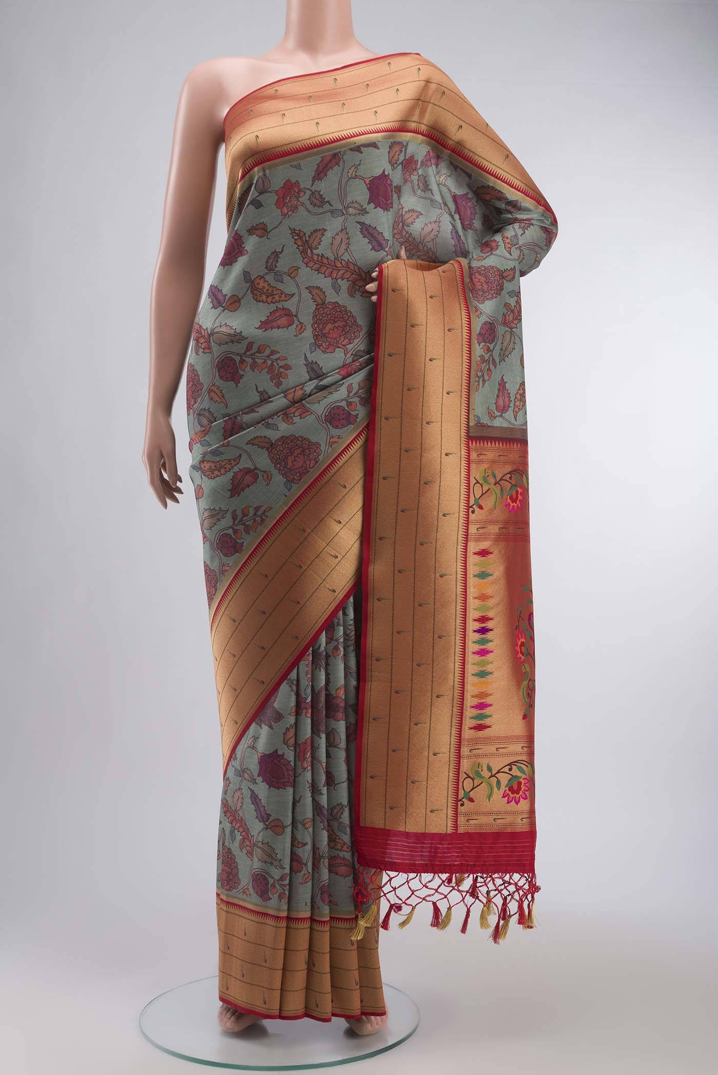 Sea Green Printed Silk Saree Buy at ₹11790