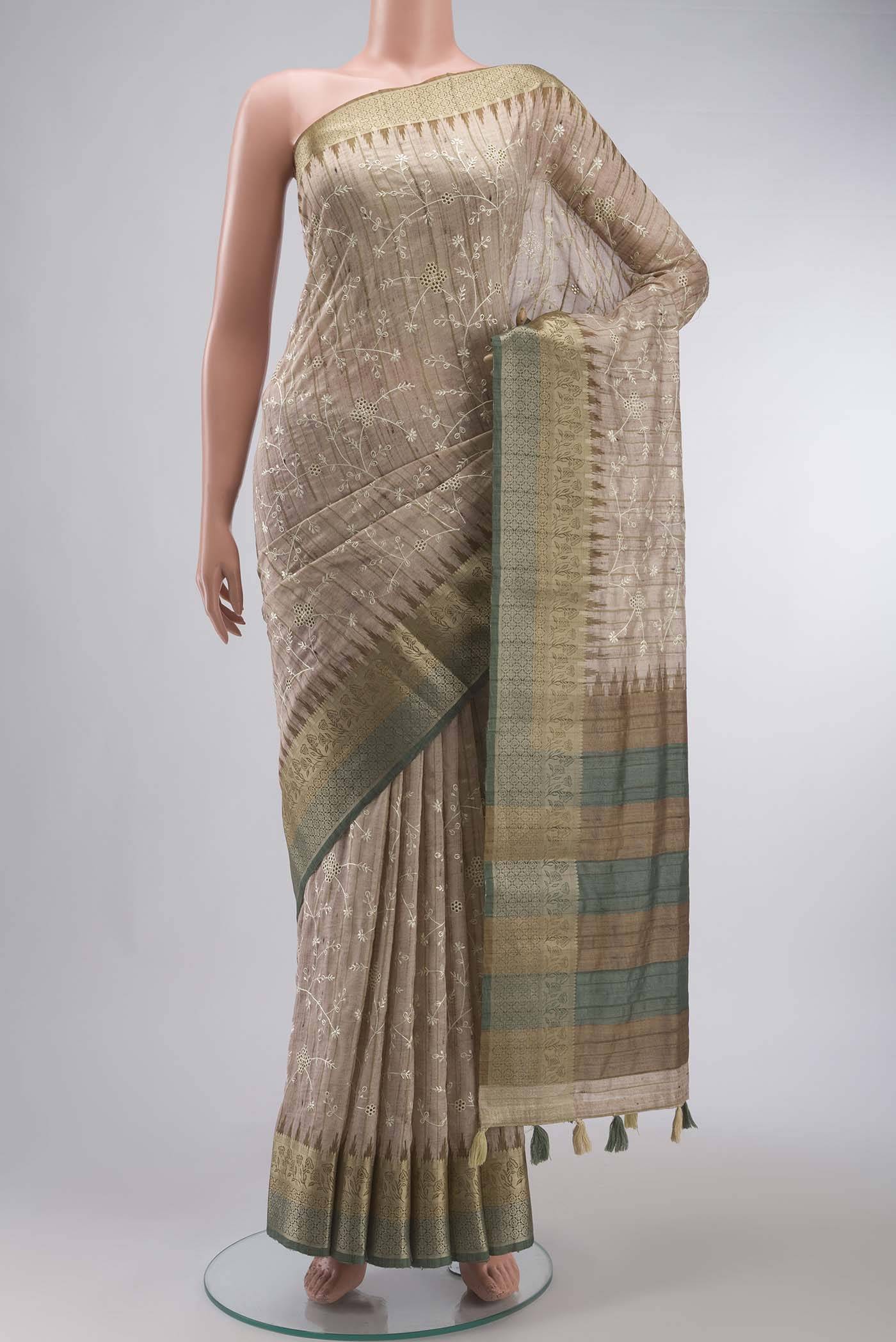 Beige Tussar Silk Saree Buy at ₹3347