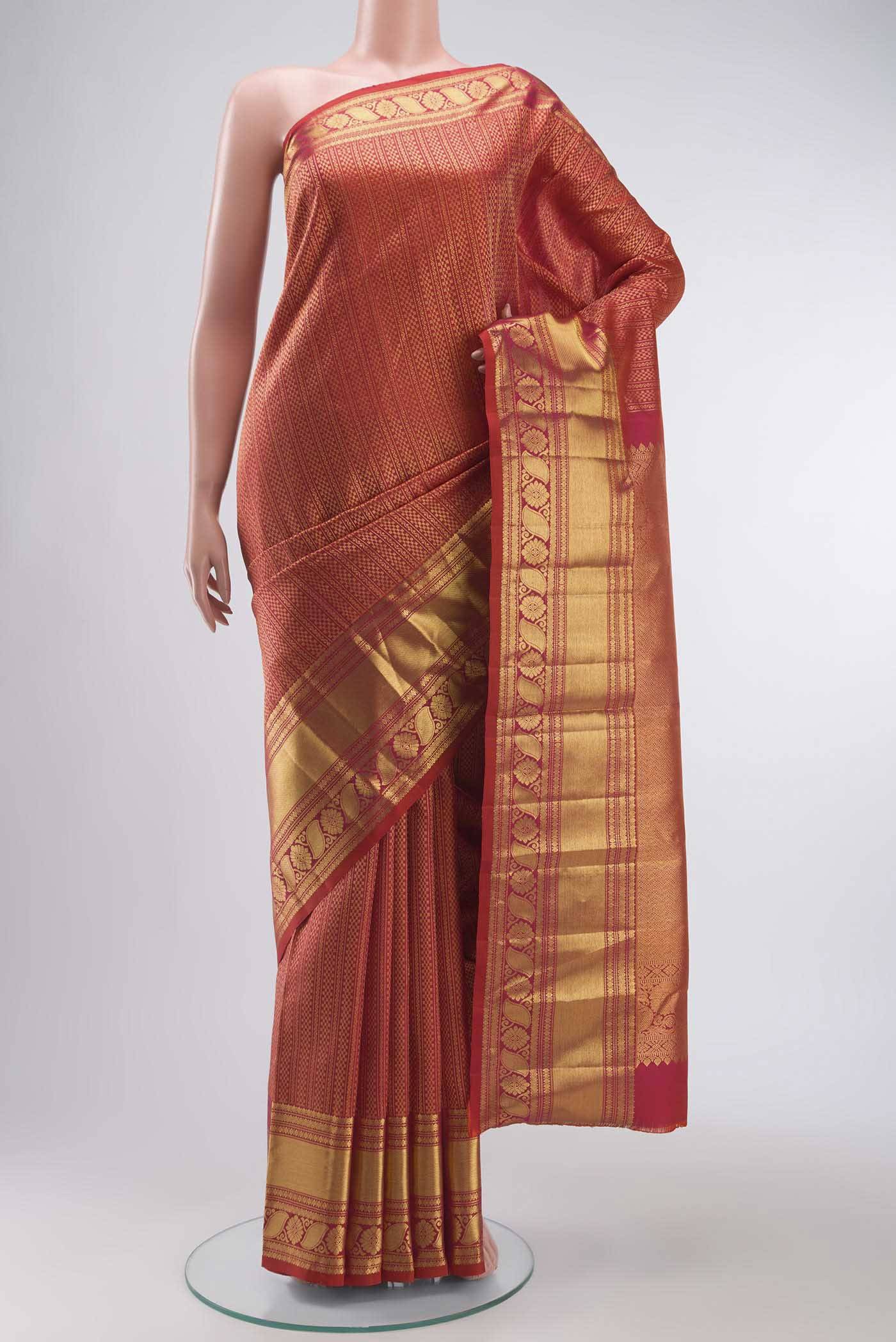 Multi Color Kanchipuram Silk Saree Buy at ₹19186