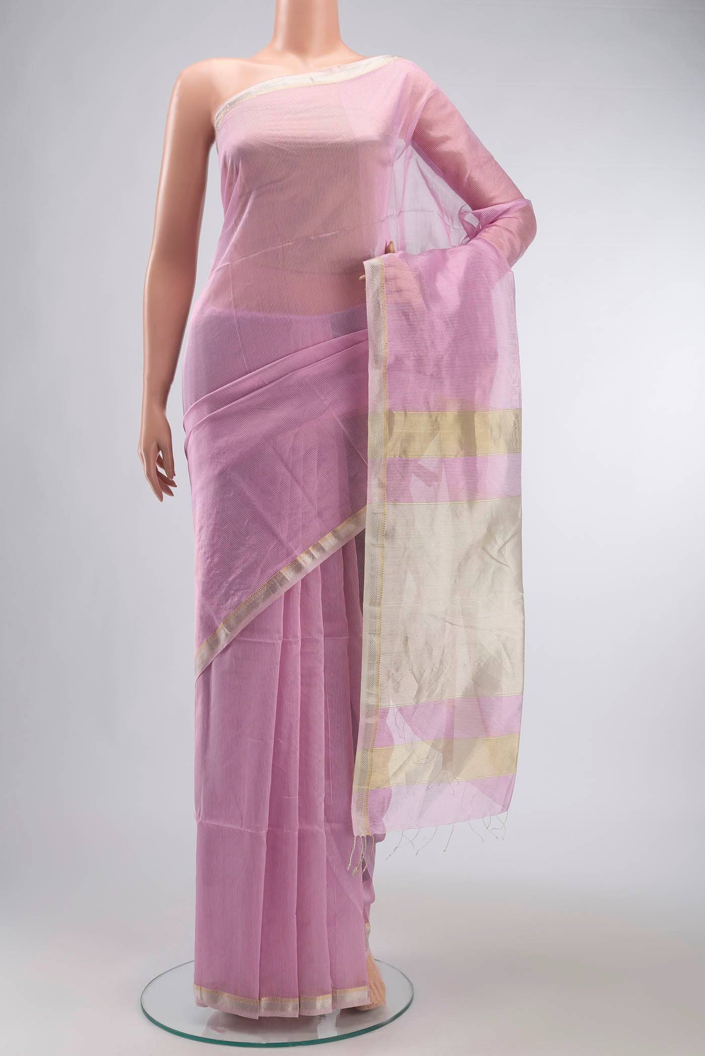 Pink Maheshwari Silk Cotton Saree Buy at ₹5501