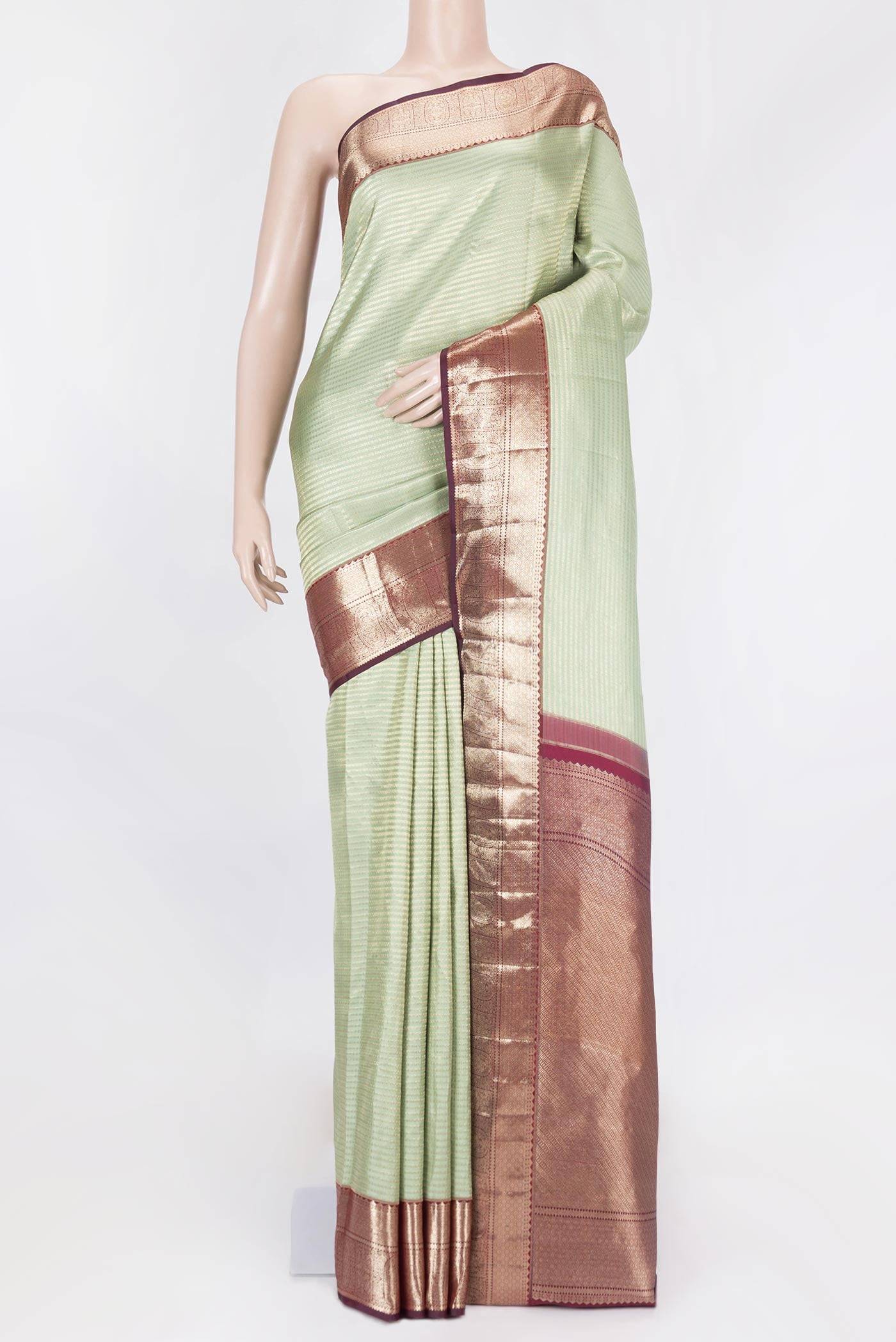 Sea Green Dual Tone Kanchipuram Saree Buy at ₹18743