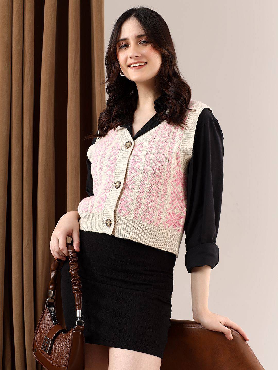 Kotty Women Printed Crop Cardigan