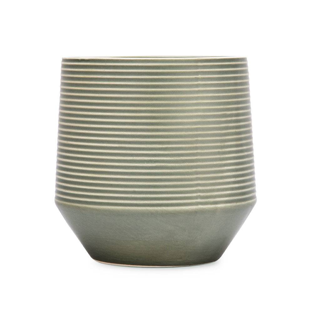 Fluting Design Decorative Dolomite Planter (Green)
