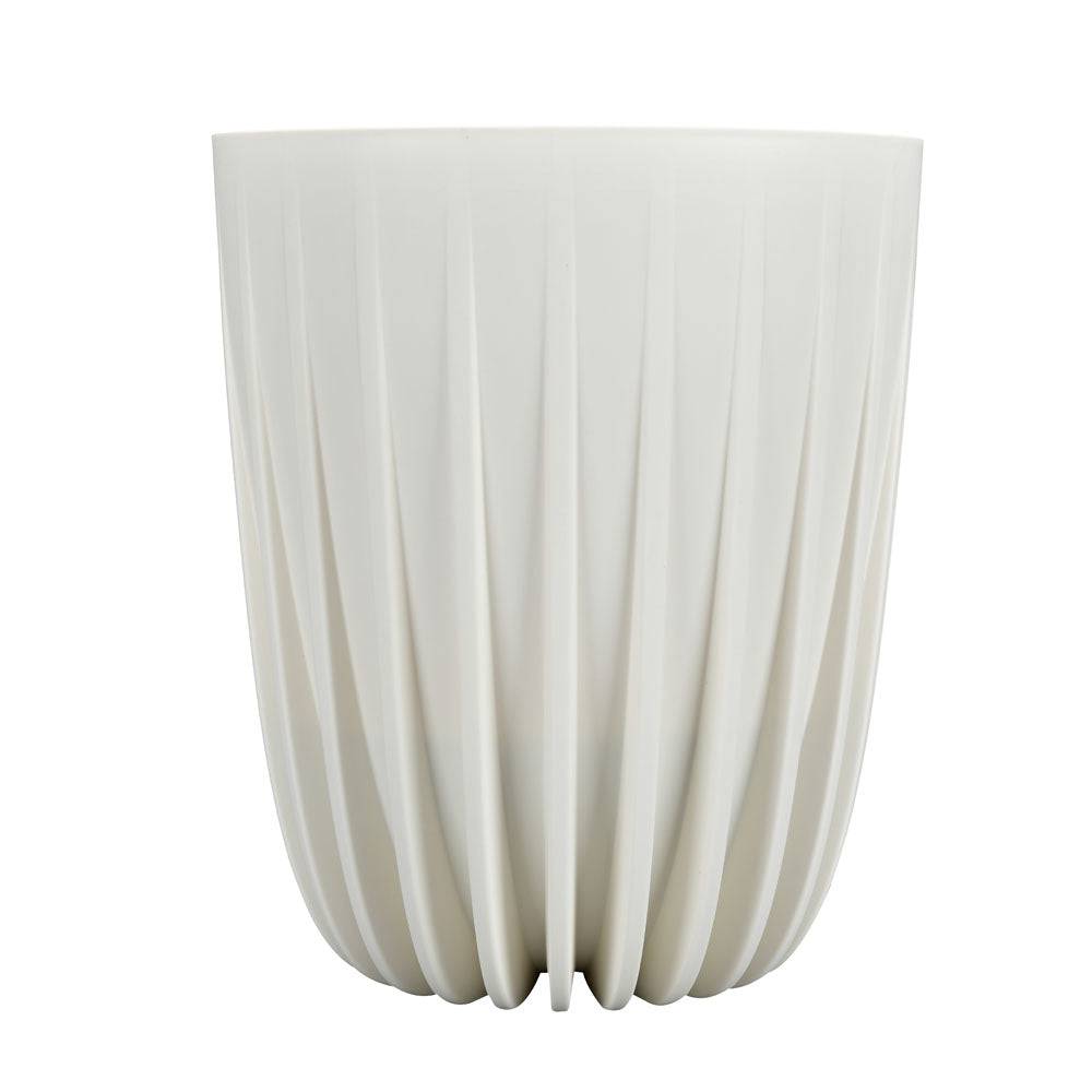 Semi Fluted Design Polypropylene Bucket Planter (Cream)
