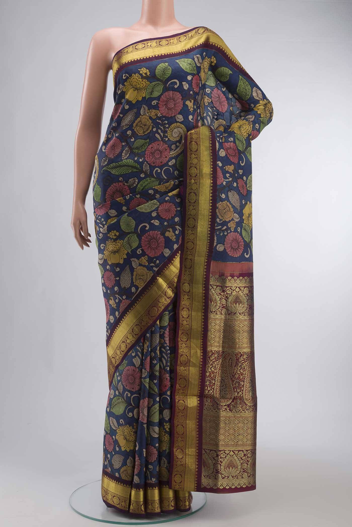 Blue Kanchipuram Silk Saree Buy at ₹33023