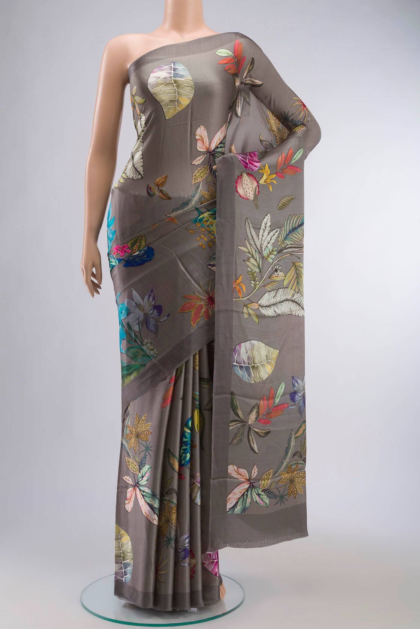 Grey Satin Silk Saree Buy at ₹12522